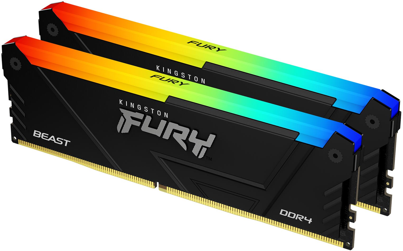 Kingston Kit 32GB (2 x 16GB) DDR4 3200MHz FURY Beast RGB Preto 1Rx8 CL16