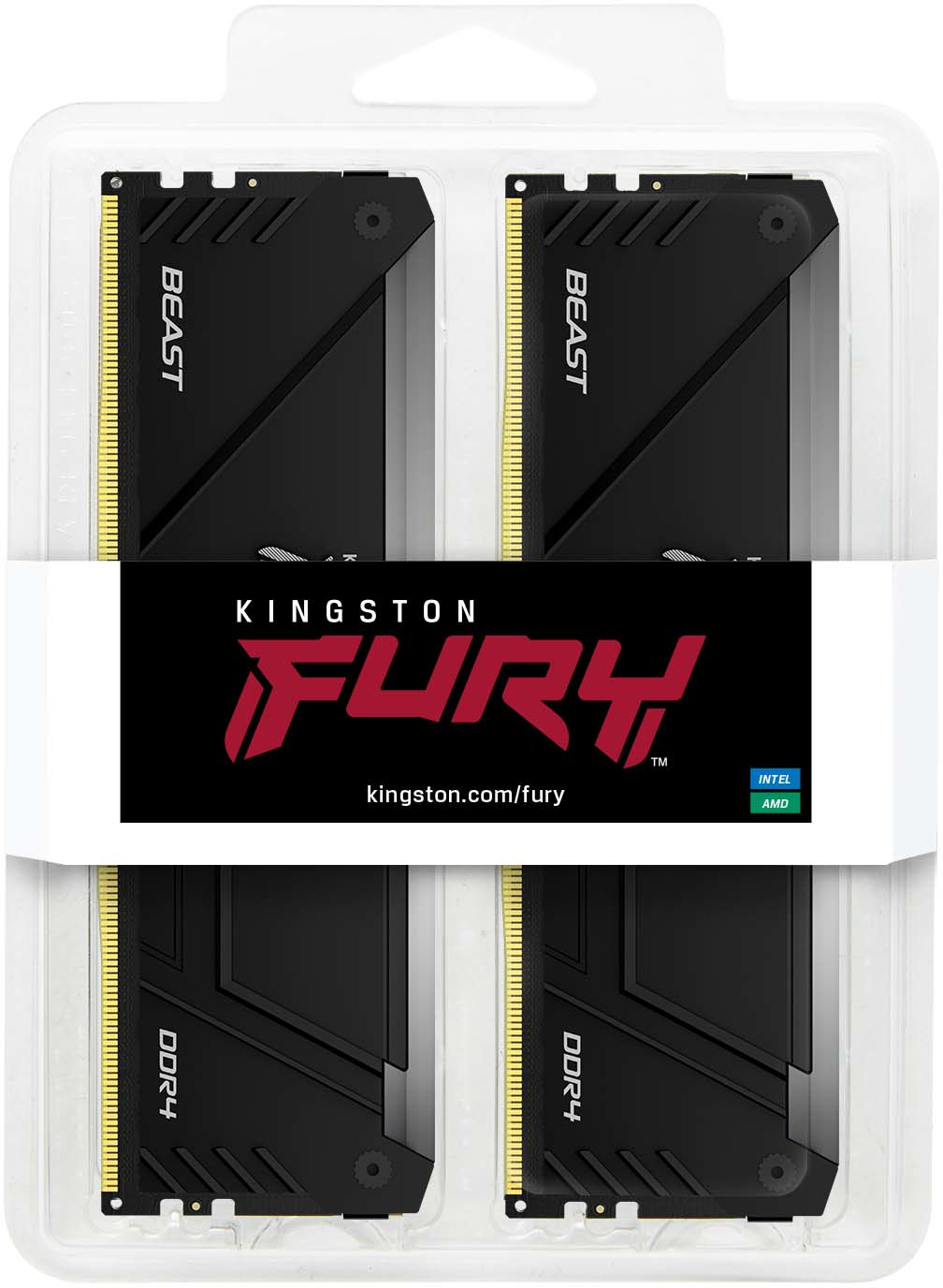 Kingston - Kingston Kit 32GB (2 x 16GB) DDR4 3200MHz FURY Beast RGB Preto 1Rx8 CL16