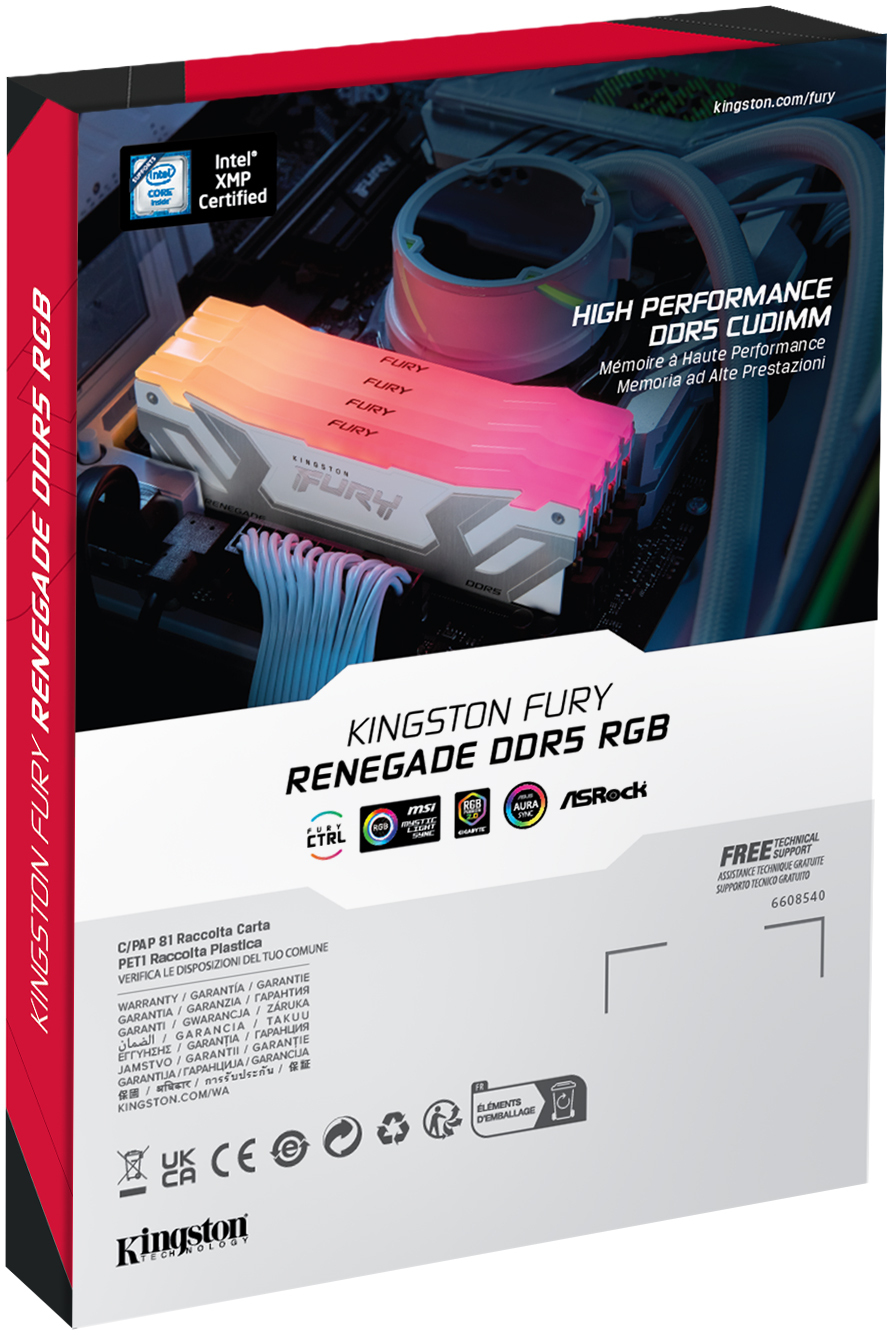 Kingston - Kingston Kit 48GB (2 x 24GB) DDR5 CU-DIMM 8400MHz FURY Renegade RGB White CL40