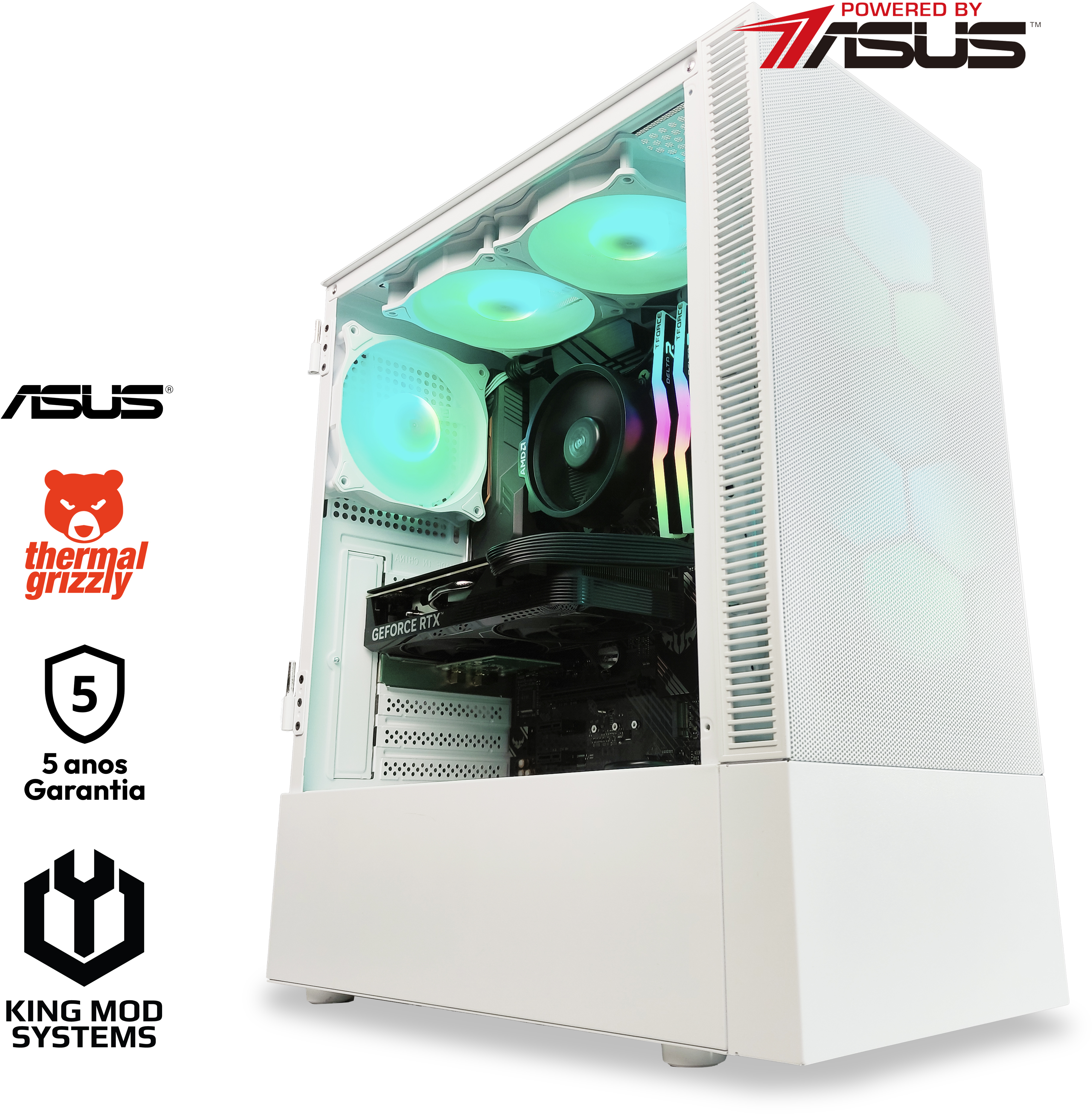 Computador King Mod Gamer-PC Powered by ASUS Ryzen 5 5600 32GB DDR4 1TB RTX 4060 Ti WiFi W11