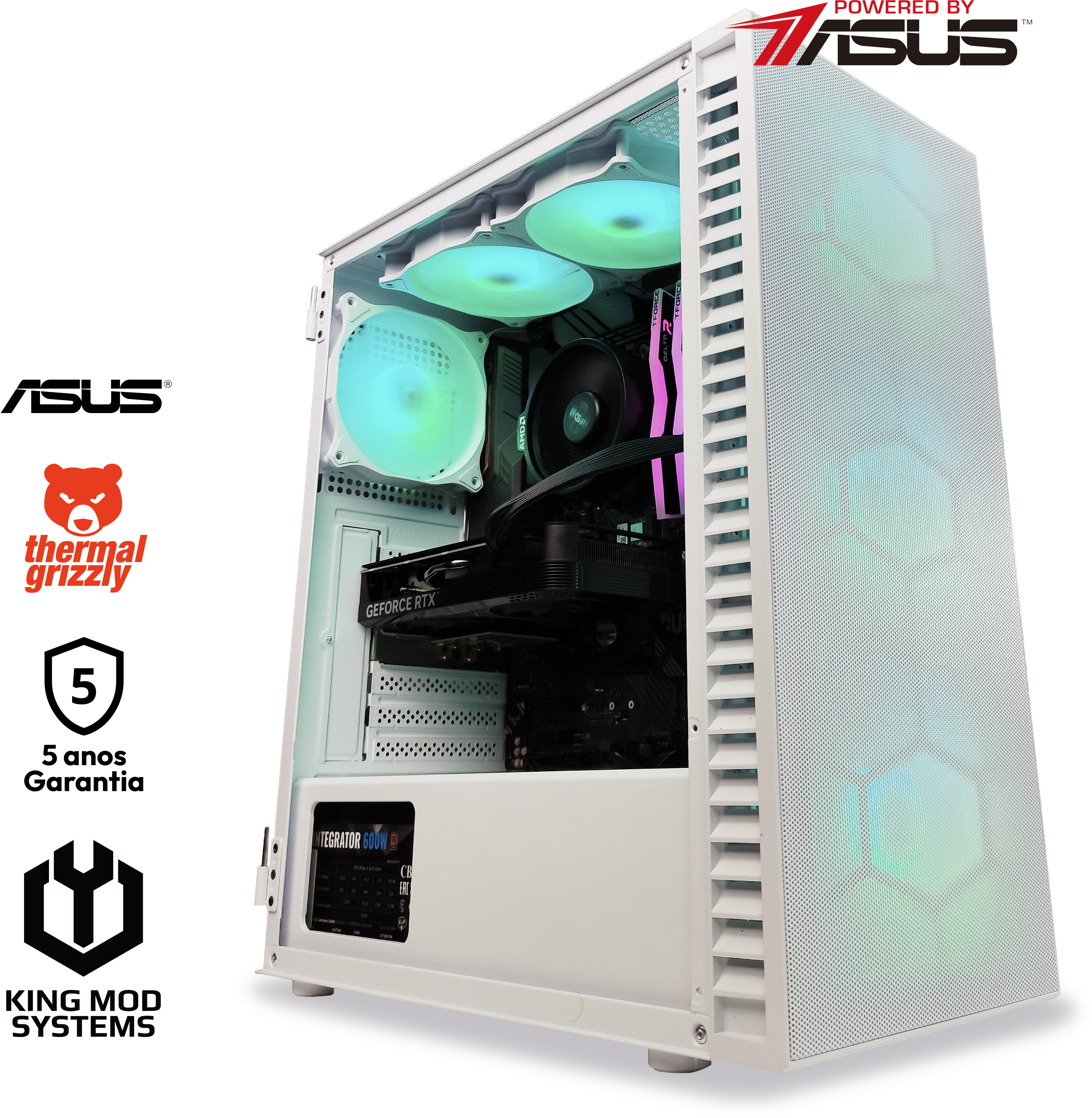 Computador King Mod Gamer-PC Powered by ASUS Ryzen 5 5600 32GB DDR4 1TB RTX 4060 Ti WiFi W11 V2