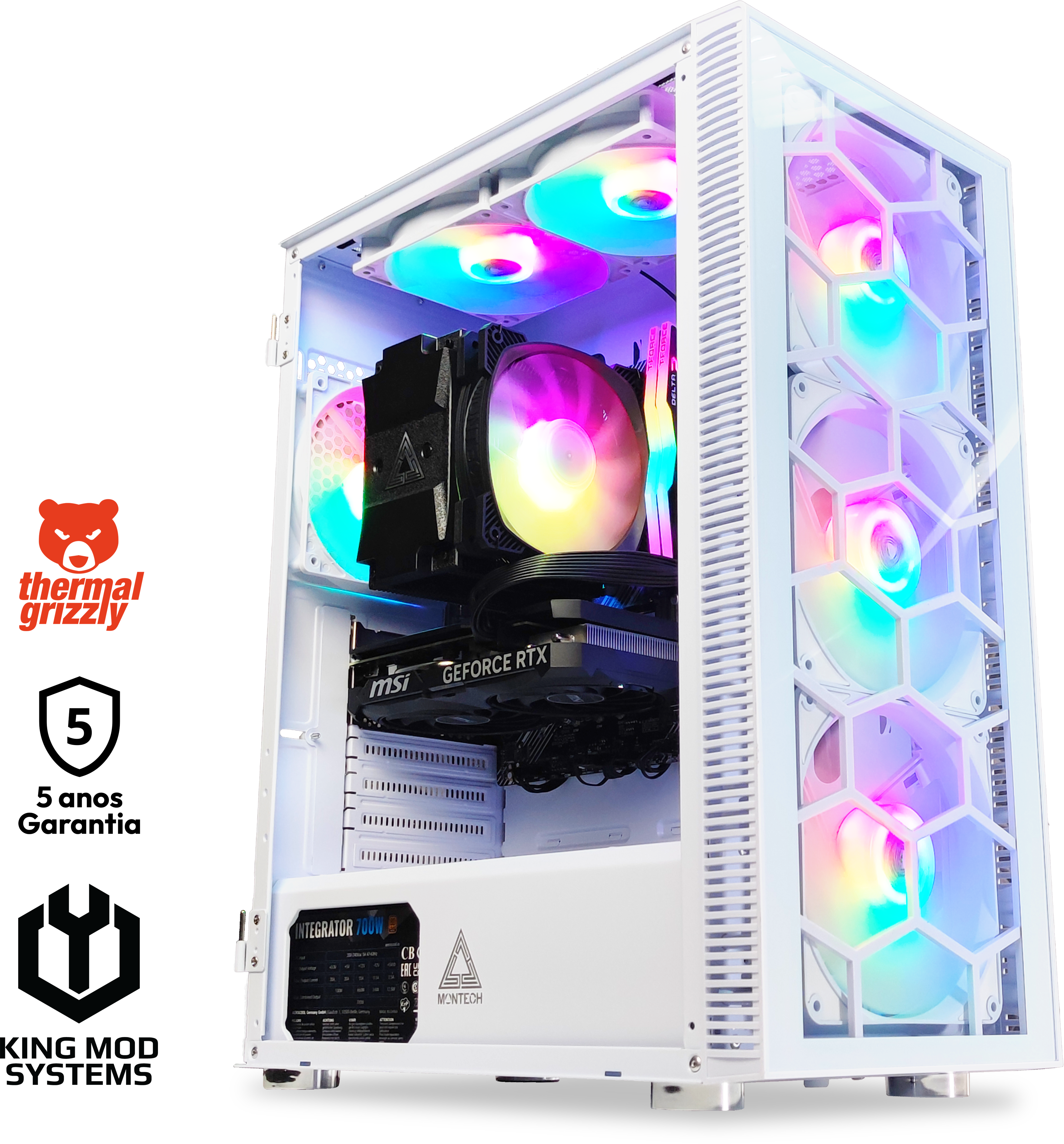 King Mod Systems - Computador King Mod Limited-PC Ryzen 7 5700X3D 32GB DDR4 1TB RTX 4060 Ti WIFI W11