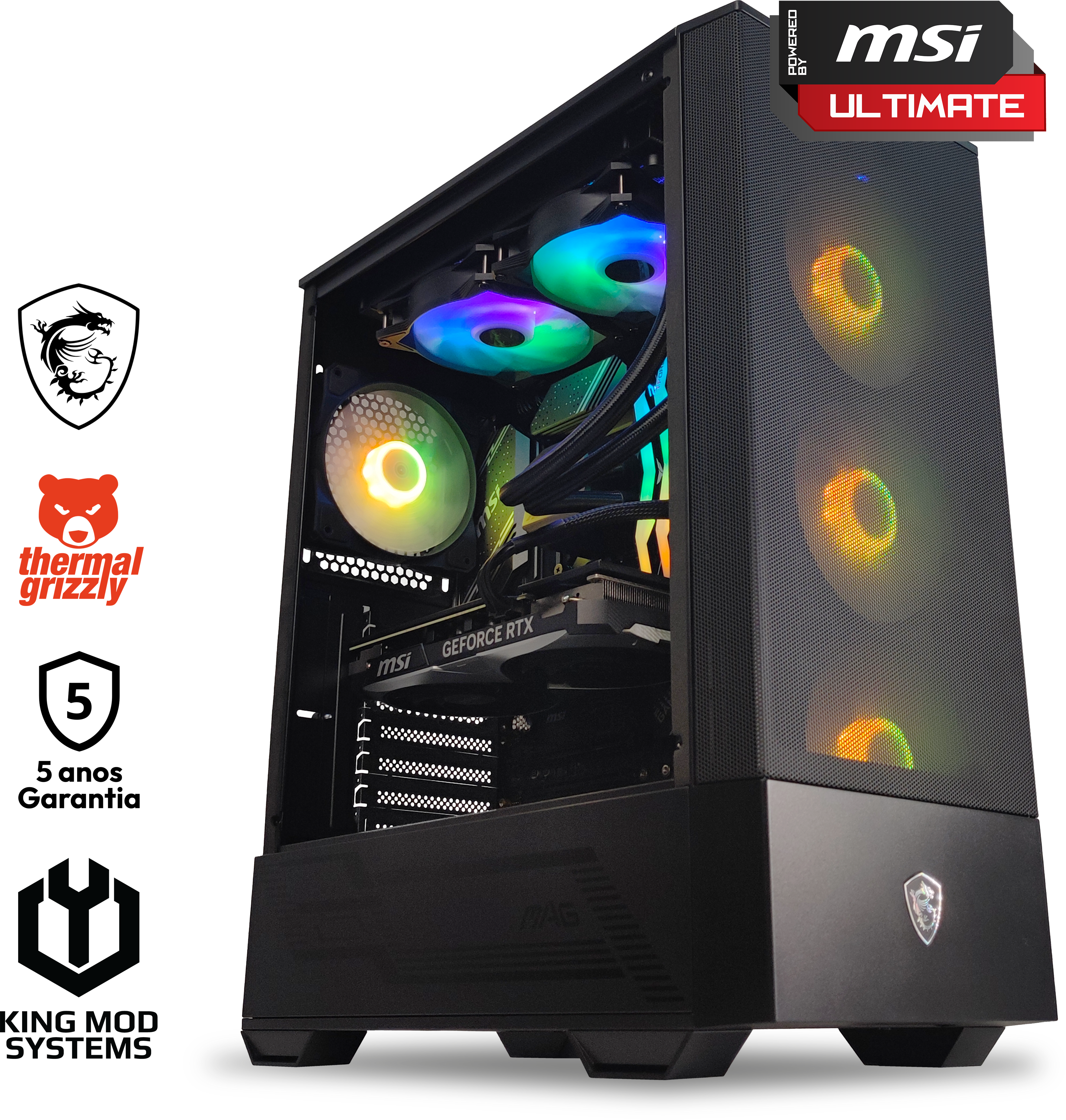 Computador King Mod Gamer-PC Powered by MSI i5 14600KF 32GB DDR5 1TB RTX 4070 SUPER WiFi W11