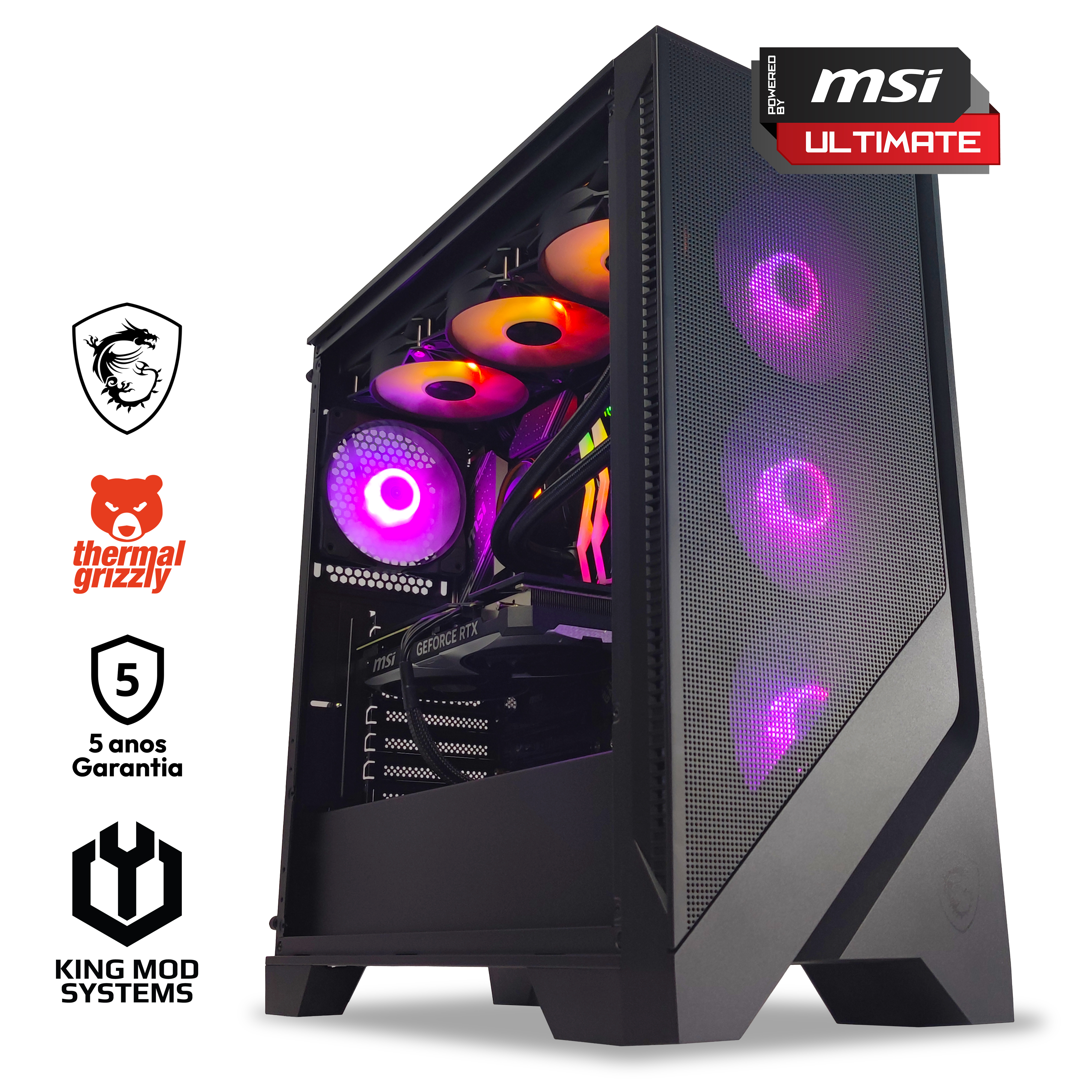 Computador King Mod Gamer-PC Powered by MSI i5 13600KF 32GB DDR5 1TB RTX 4070 SUPER WiFi W11