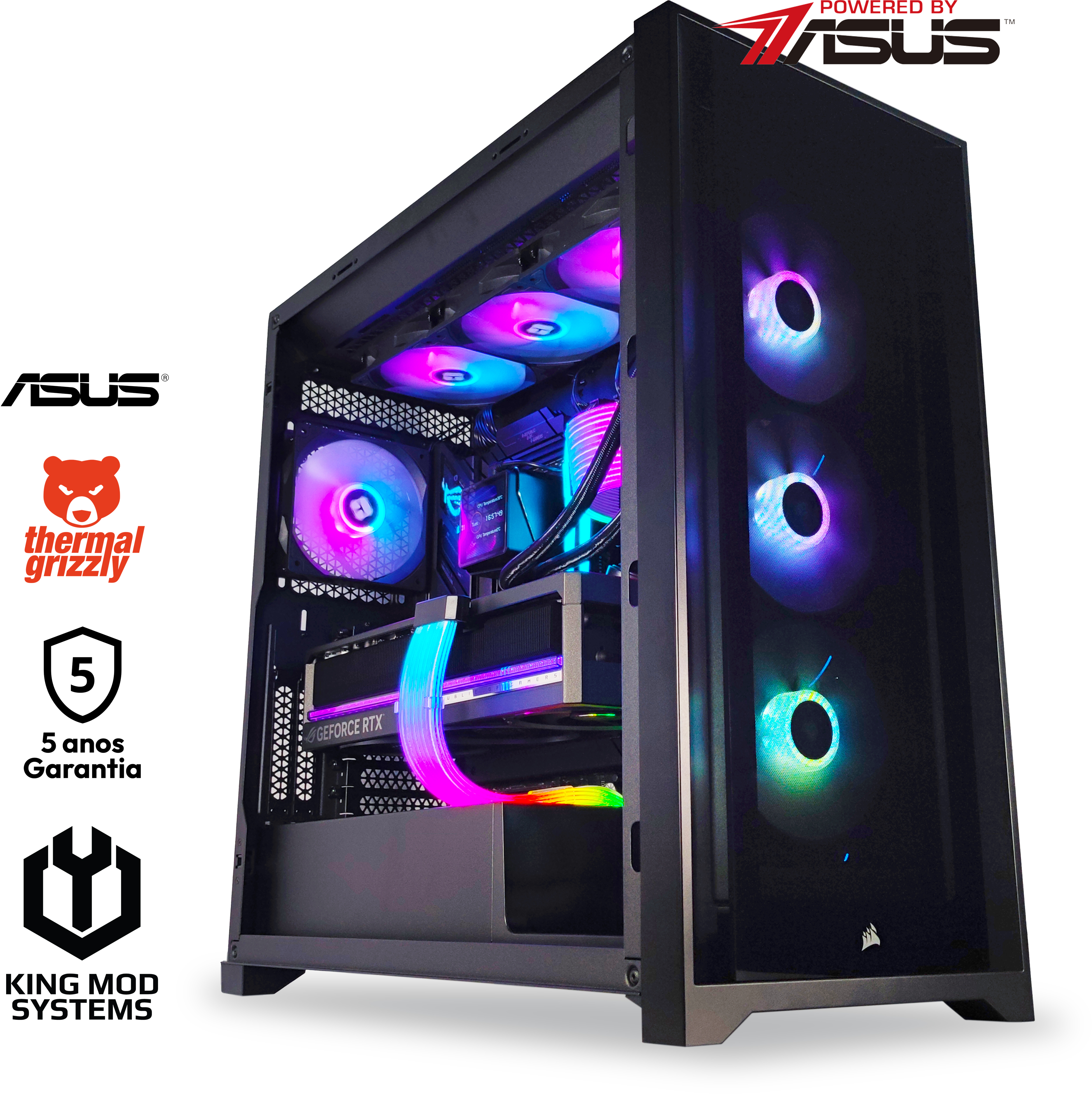 Computador King Mod Gamer-PC Powered by ASUS Ryzen 7 9800X3D 32GB DDR5 2TB RTX 5080 WiFi W11