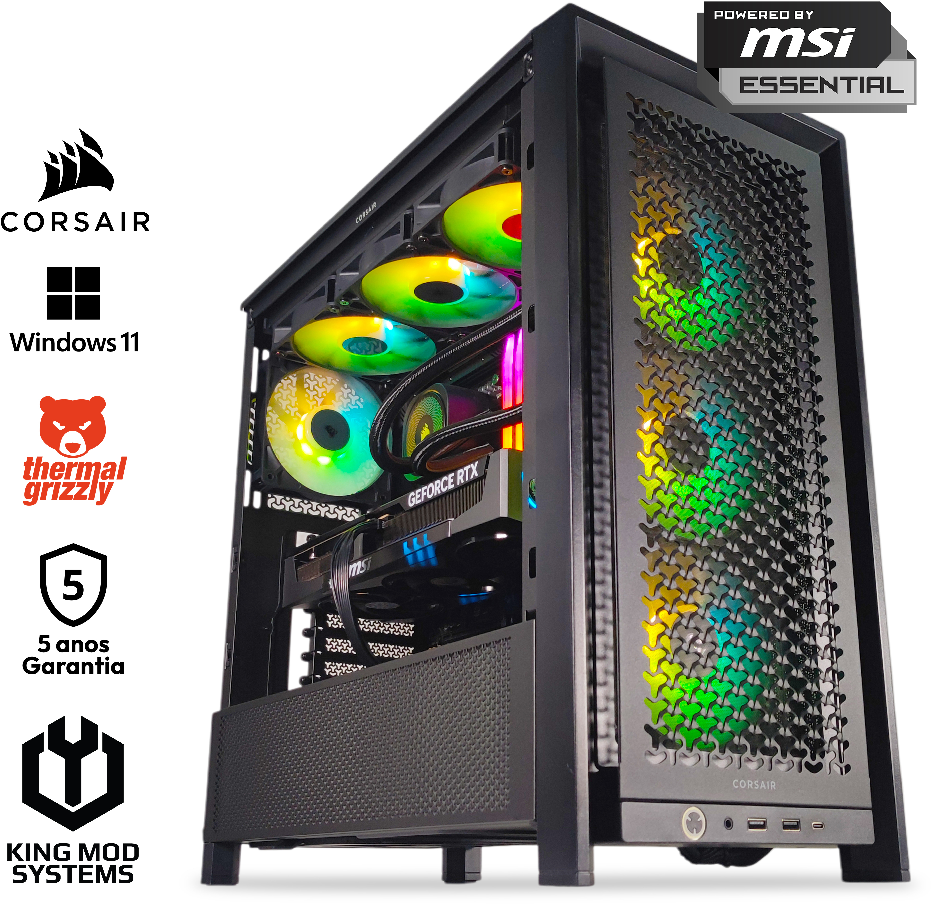 Picture of Picture of Computador King Mod Gamer-PC x iCUE Ryzen 7 9700X 32GB DDR5 1TB RTX 5070 WiFi W11