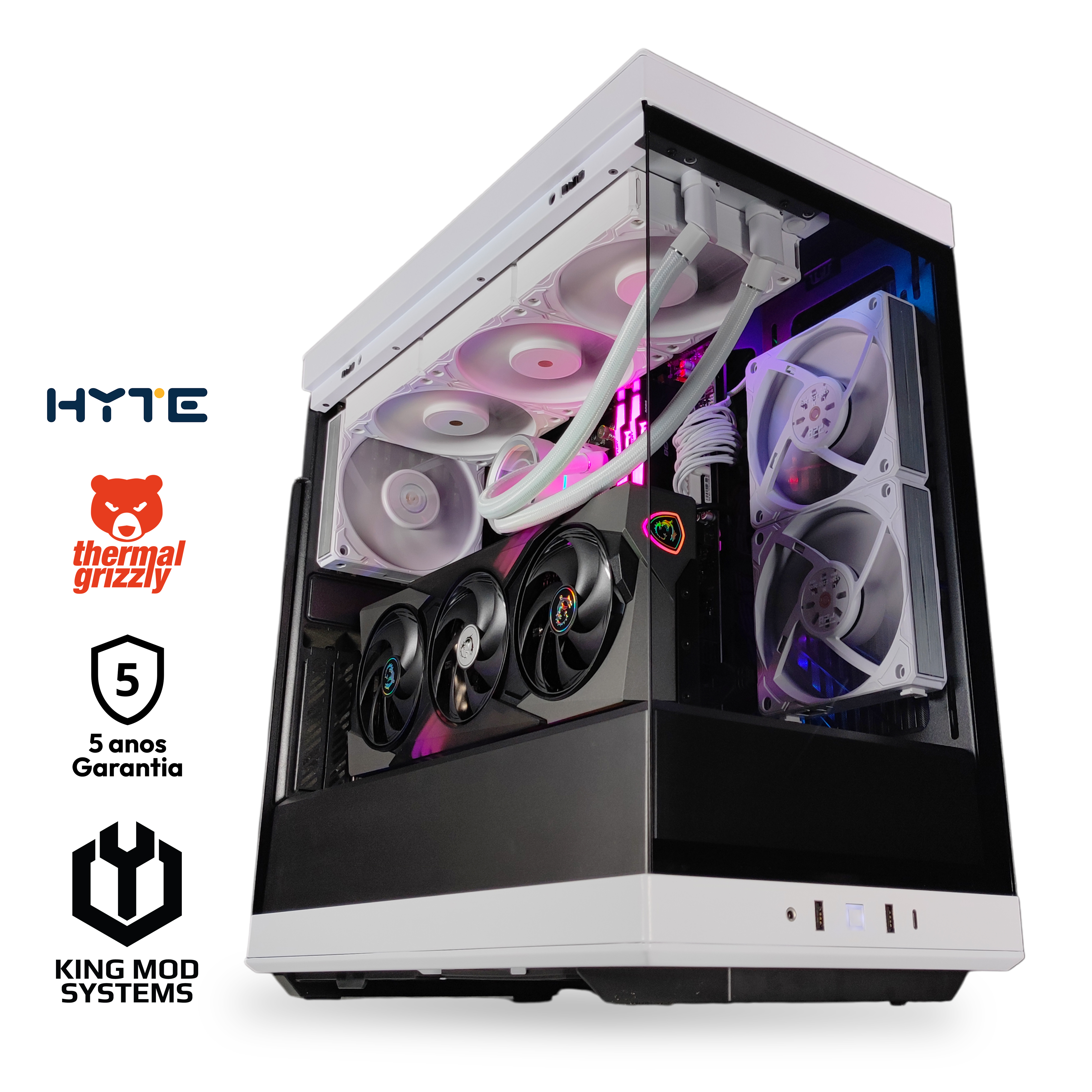 Computador King Mod Gamer-PC HYTE Ryzen 9 9900X 64GB DDR5 1TB RTX 5070 WiFi W11