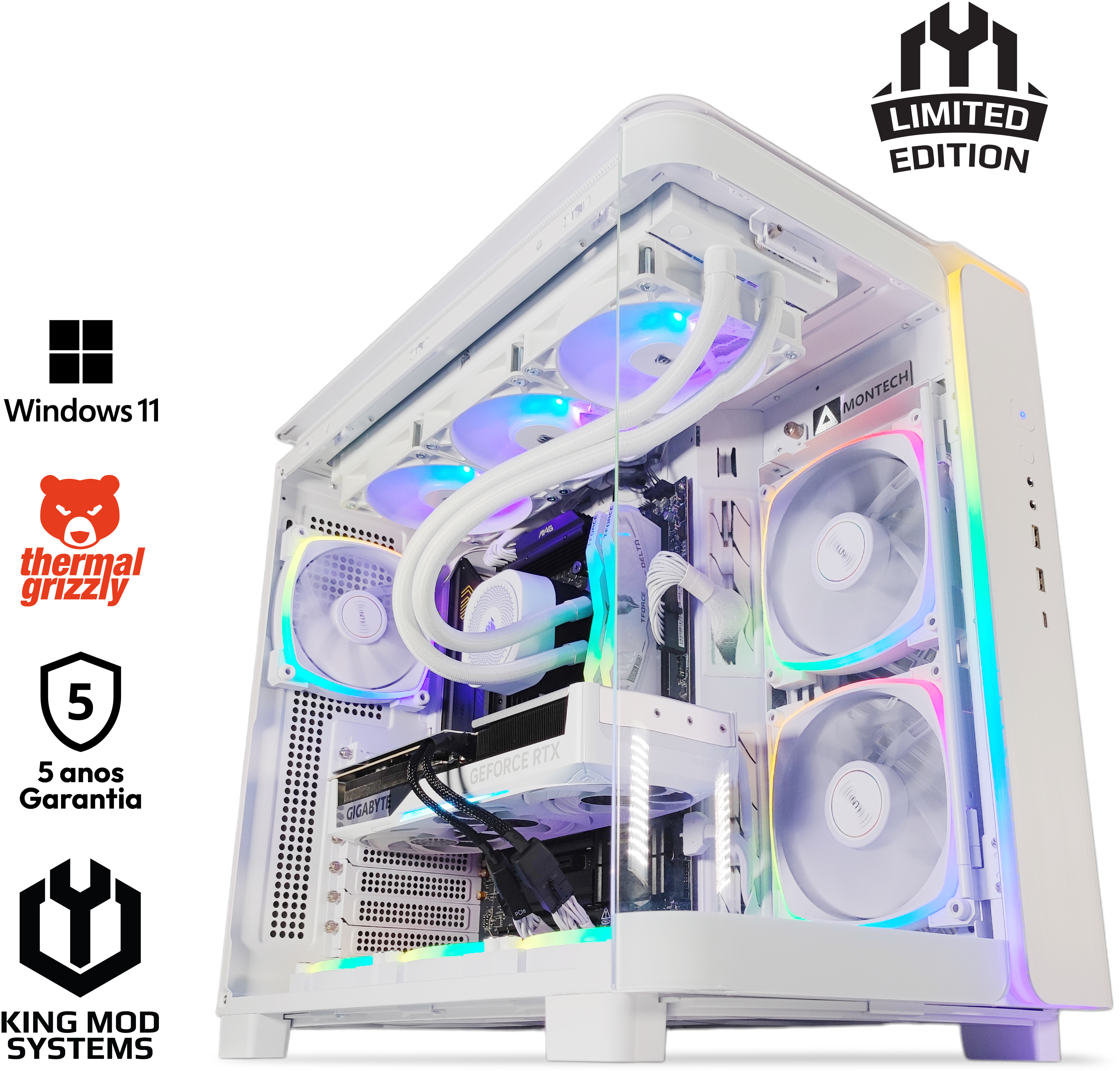 King Mod Systems - Computador King Mod Limited-PC Ryzen 7 9800X3D 32GB DDR5 1TB RTX 5070 Ti WiFi W11