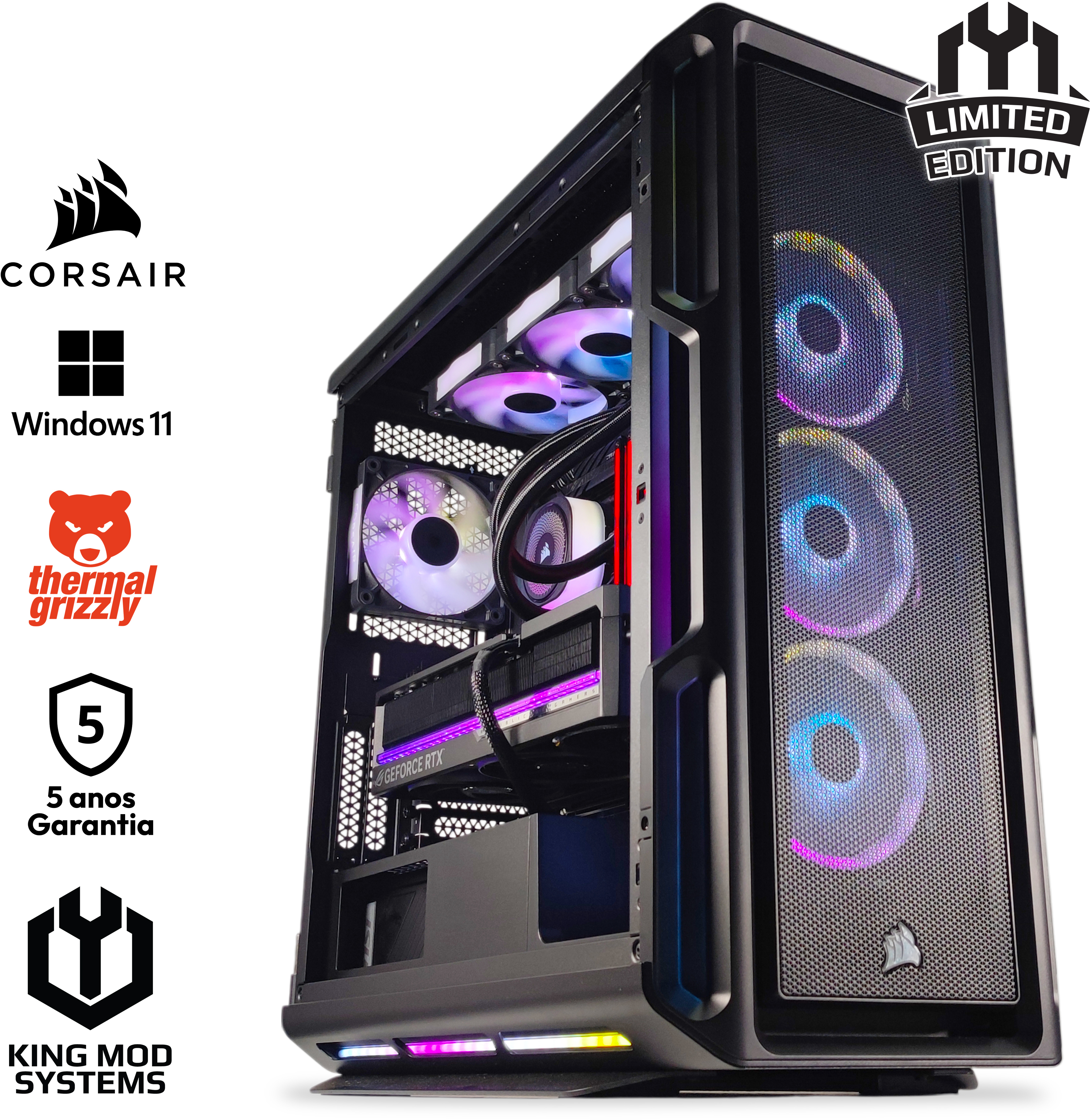 Picture of Picture of Computador King Mod Limited-PC Ryzen 9 9950X3D 64GB DDR5 2TB RTX 5080 WiFi W11