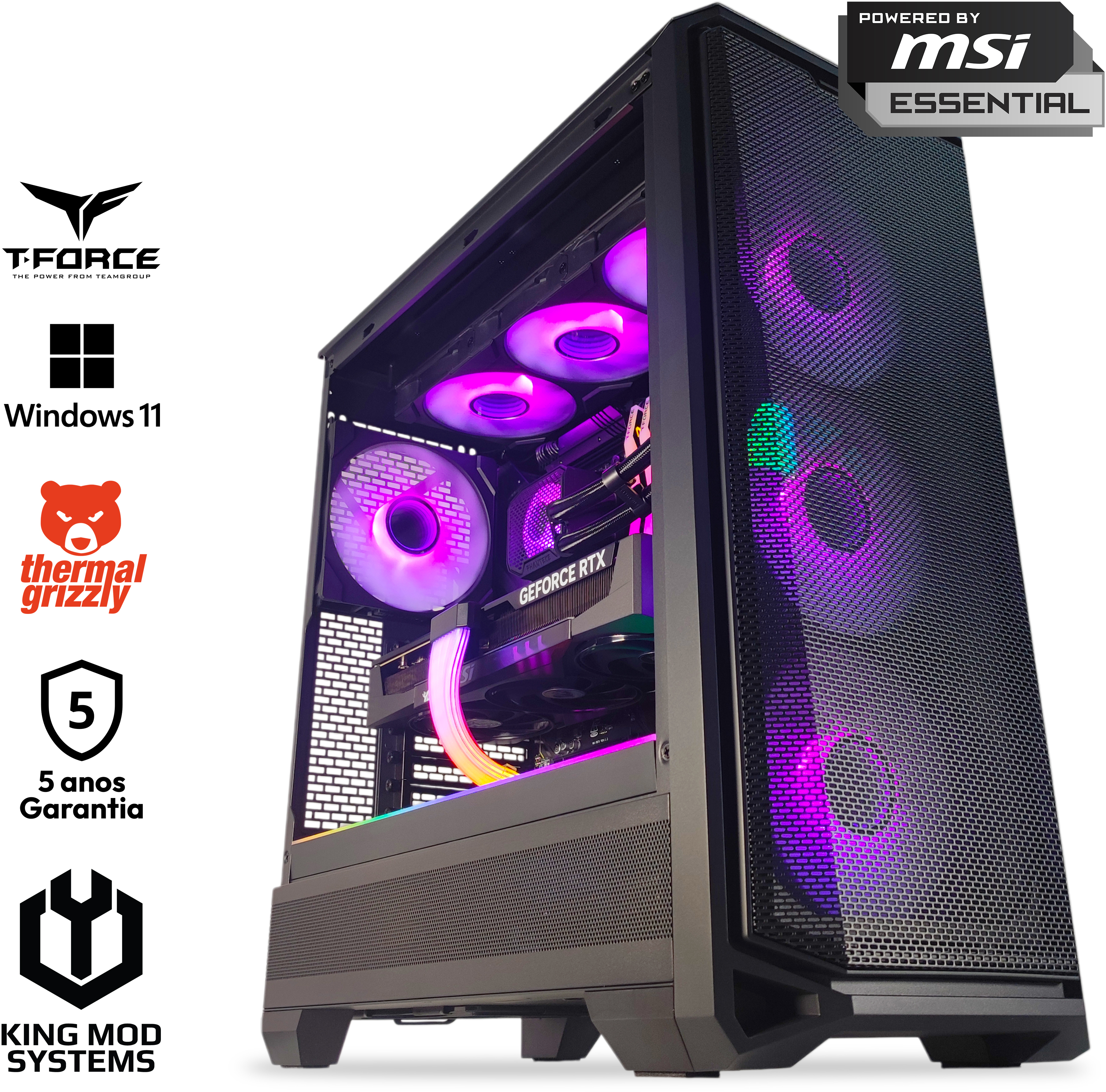 King Mod Systems - Computador King Mod Gamer-PC Ryzen 7 9700X 32GB DDR5 1TB RTX 5070 WiFi W11