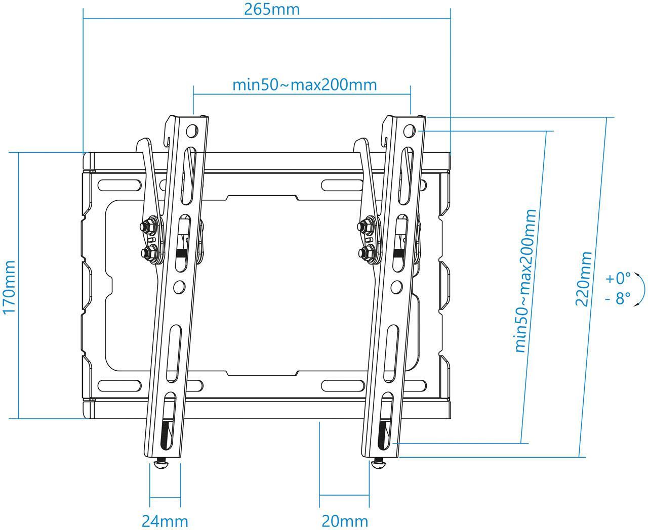 Tooq - ** B Grade ** Suporte de Parede Tooq Tilt 23" a 43" Max. 45Kg Preto