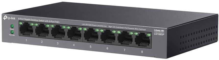 TP-Link - Switch TP-Link LS108GP 8 Portas LiteWave Gigabit Desktop PoE+