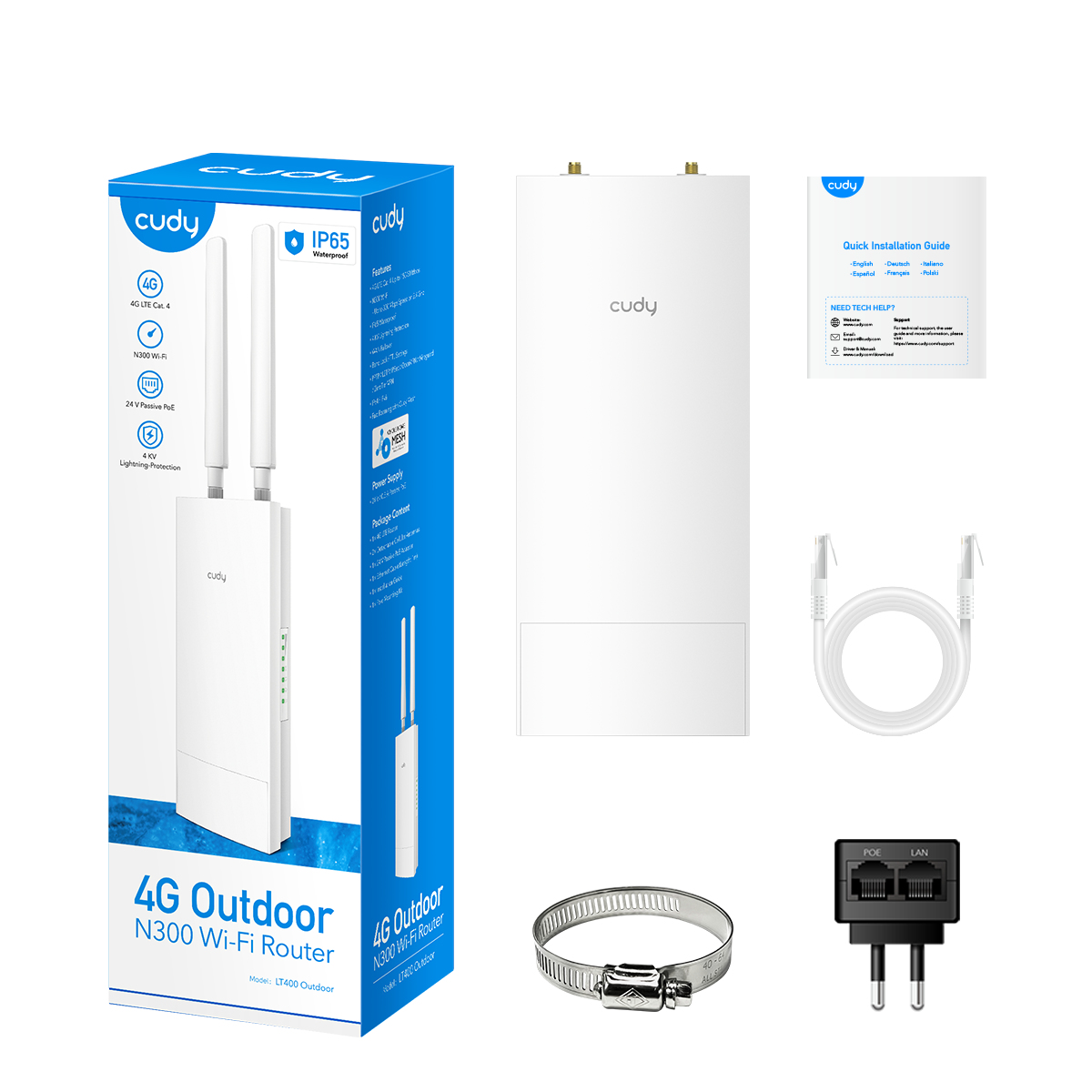 Cudy - Router Cudy LT300-Outdoor N300 WiFi 4 4G LTE 10/100Mbps