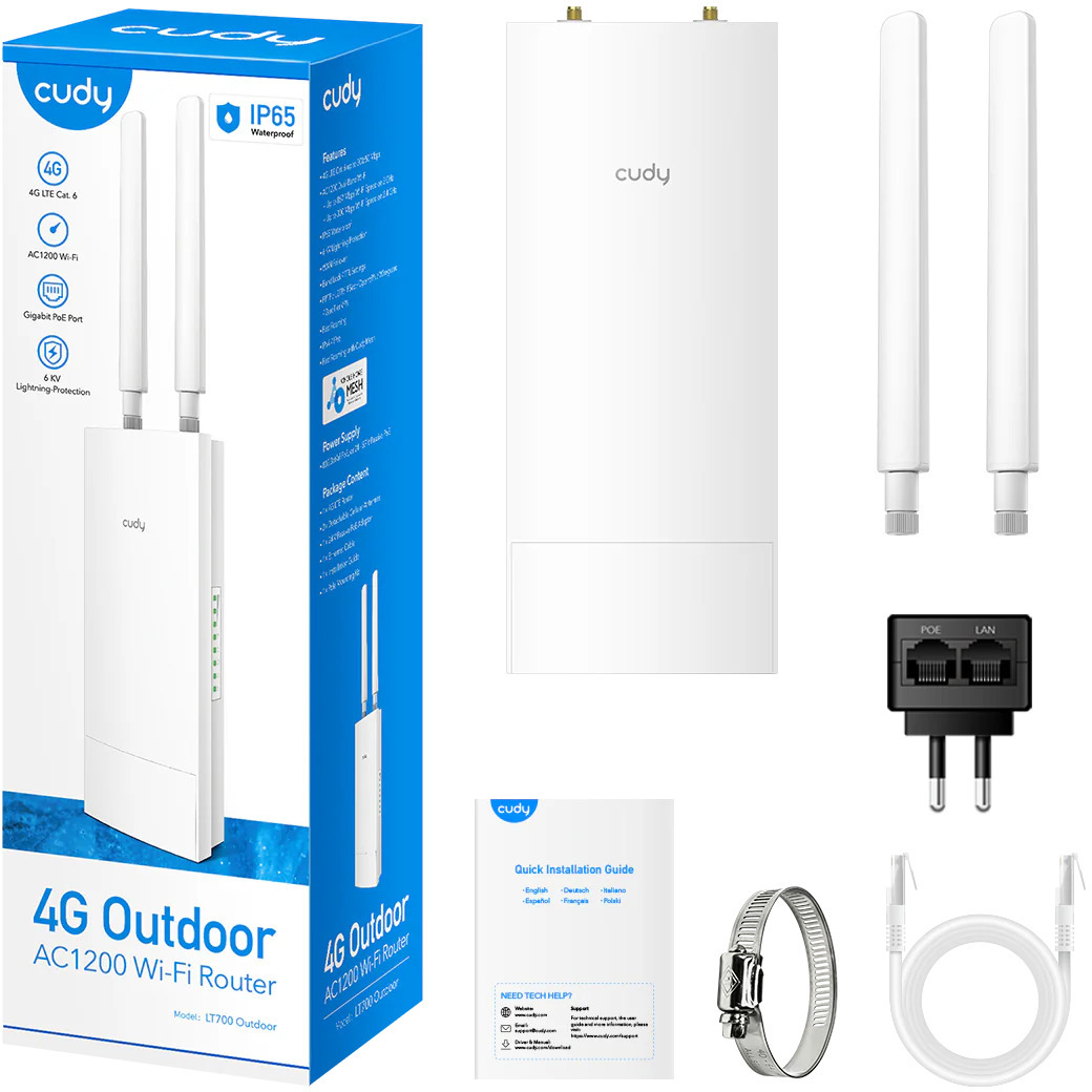 Cudy - Router Cudy LT700-Outdoor AC1200 Wi-Fi 4G LTE Gigabit