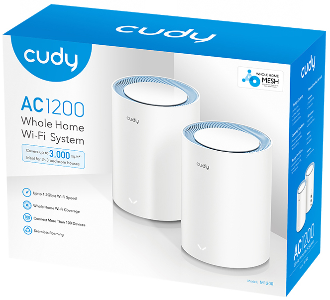 Cudy - Sistema Mesh Cudy M1200 AC1200 Dual-Band WiFi 5 Mesh 10/100Mbps (Pack 2)