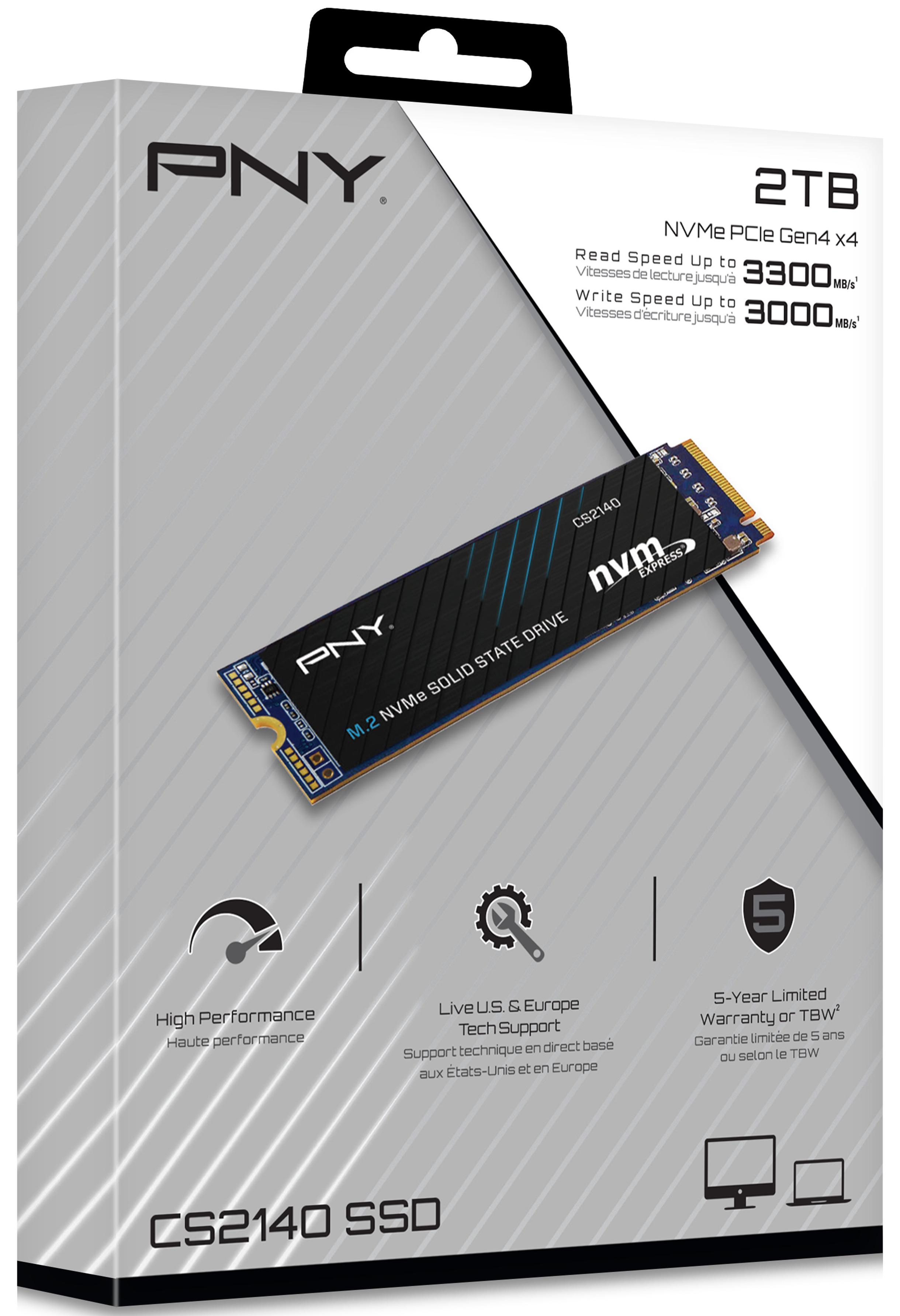 PNY - SSD PNY CS2140 2TB Gen4 M.2 NVMe (3300/3000MB/s)