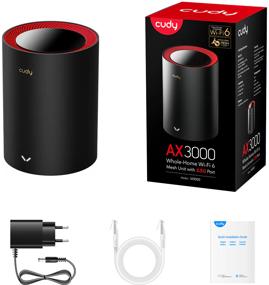 Cudy - Sistema Mesh Cudy M3000 AX3000 Wi-Fi 6 Mesh  2.5G (Pack 1)