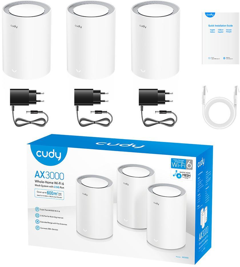 Cudy - Sistema Mesh Cudy M3000 AX3000 Wi-Fi 6 Mesh  2.5G (Pack 3)