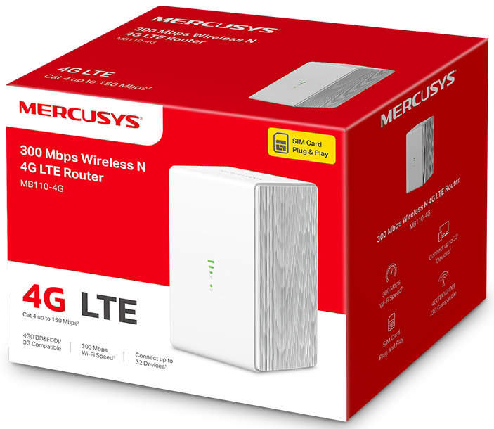 Mercusys - Router Mercusys MB110-4G N300 Single-Band WiFi 4 4G LTE 10/100Mbps