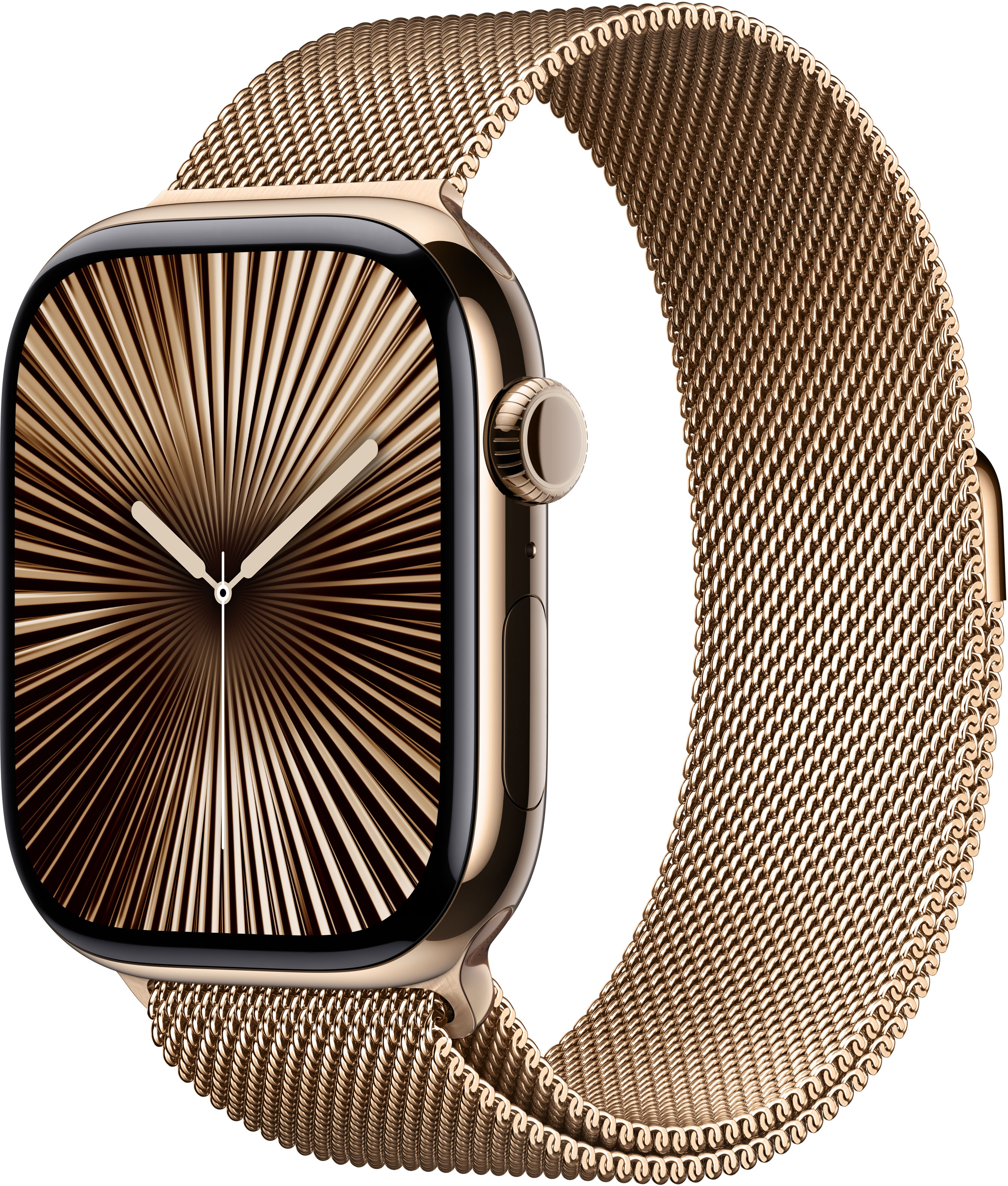 Smartwatch Apple Watch Series 10 GPS + Cellular 46mm Titânio Dourado c/ Bracelete Loop Milanesa Dourada - S/M