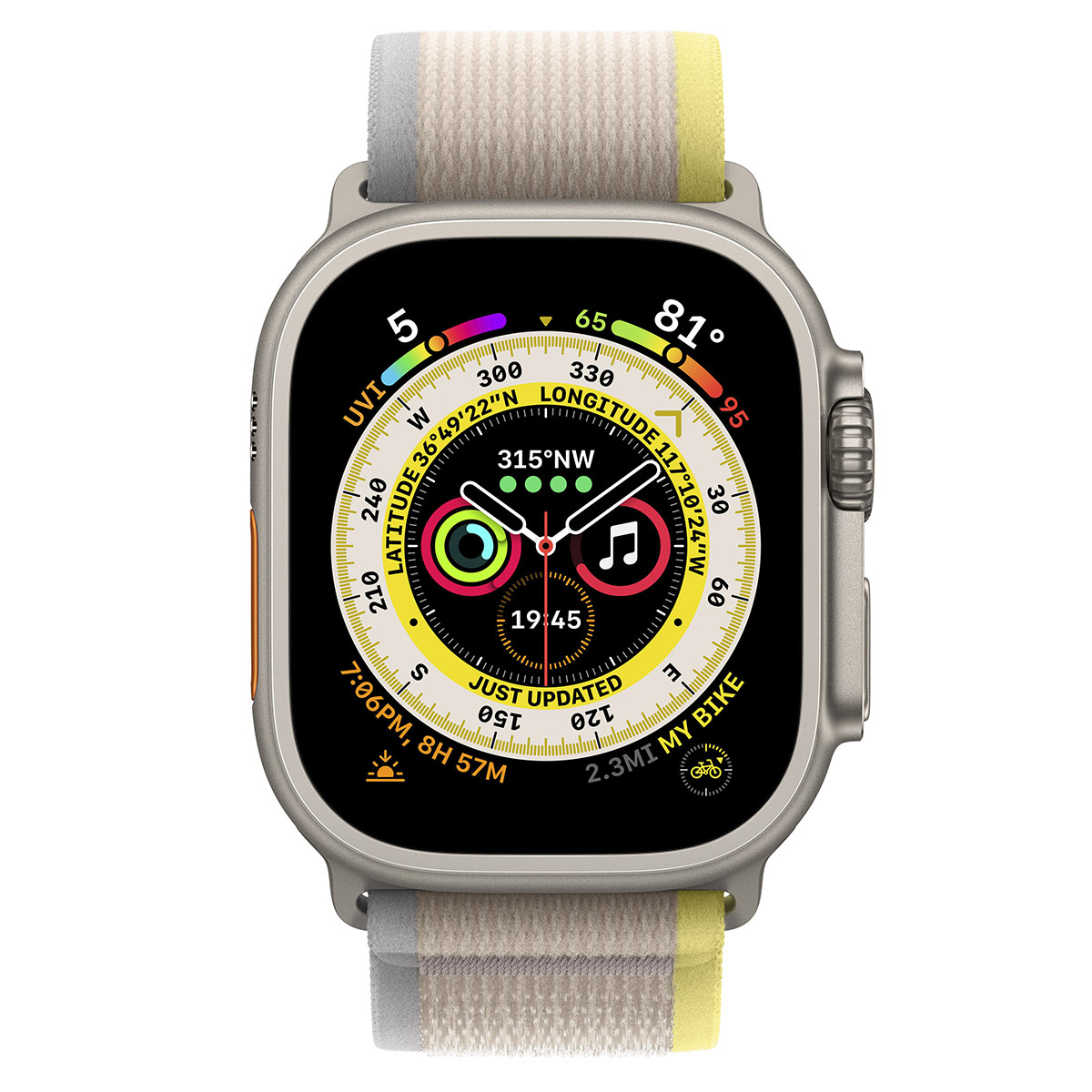 Apple - Smartwatch Apple Watch Ultra GPS LTE 49mm Titânio com Loop Trail Amarela/Bege (S/M)