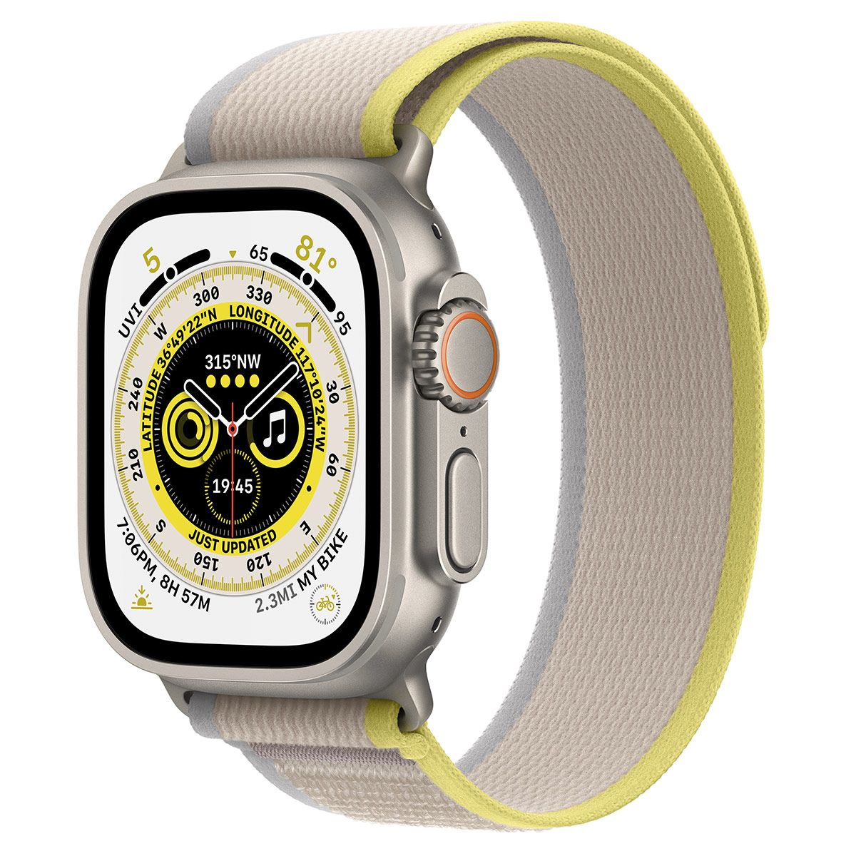 Apple - Smartwatch Apple Watch Ultra GPS LTE 49mm Titânio com Loop Trail Amarela/Bege (S/M)