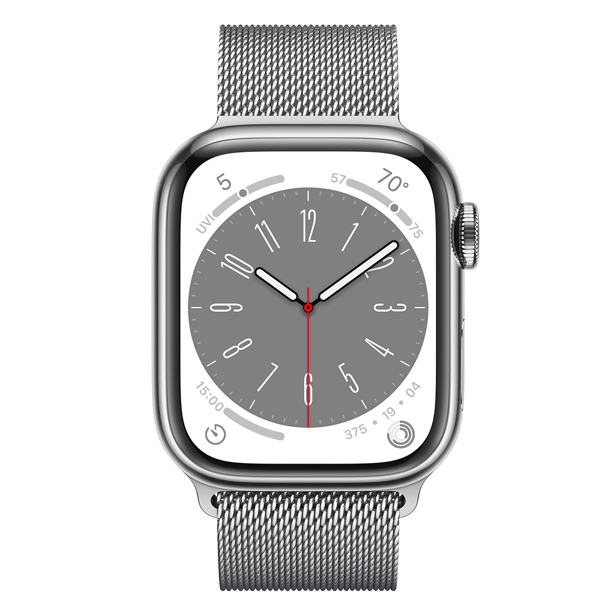 Smartwatch Apple Watch Series 8 GPS LTE 41mm Aço Inoxidável Silver com Loop Milanesa Silver