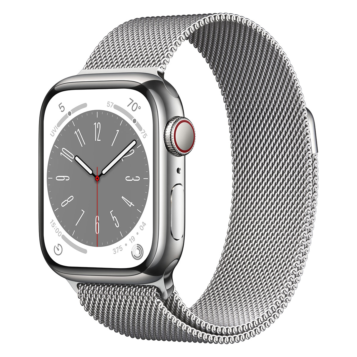 Apple - Smartwatch Apple Watch Series 8 GPS LTE 41mm Aço Inoxidável Silver com Loop Milanesa Silver