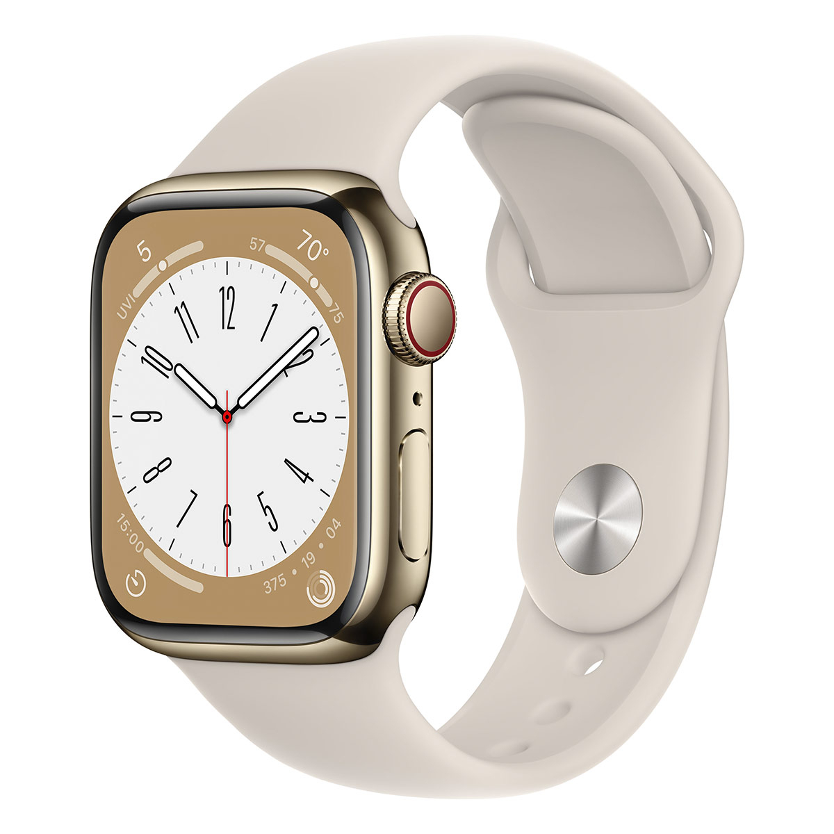 Apple - Smartwatch Apple Watch Series 8 GPS LTE 41mm Aço Inoxidável Gold com Bracelete Desportiva Starlight