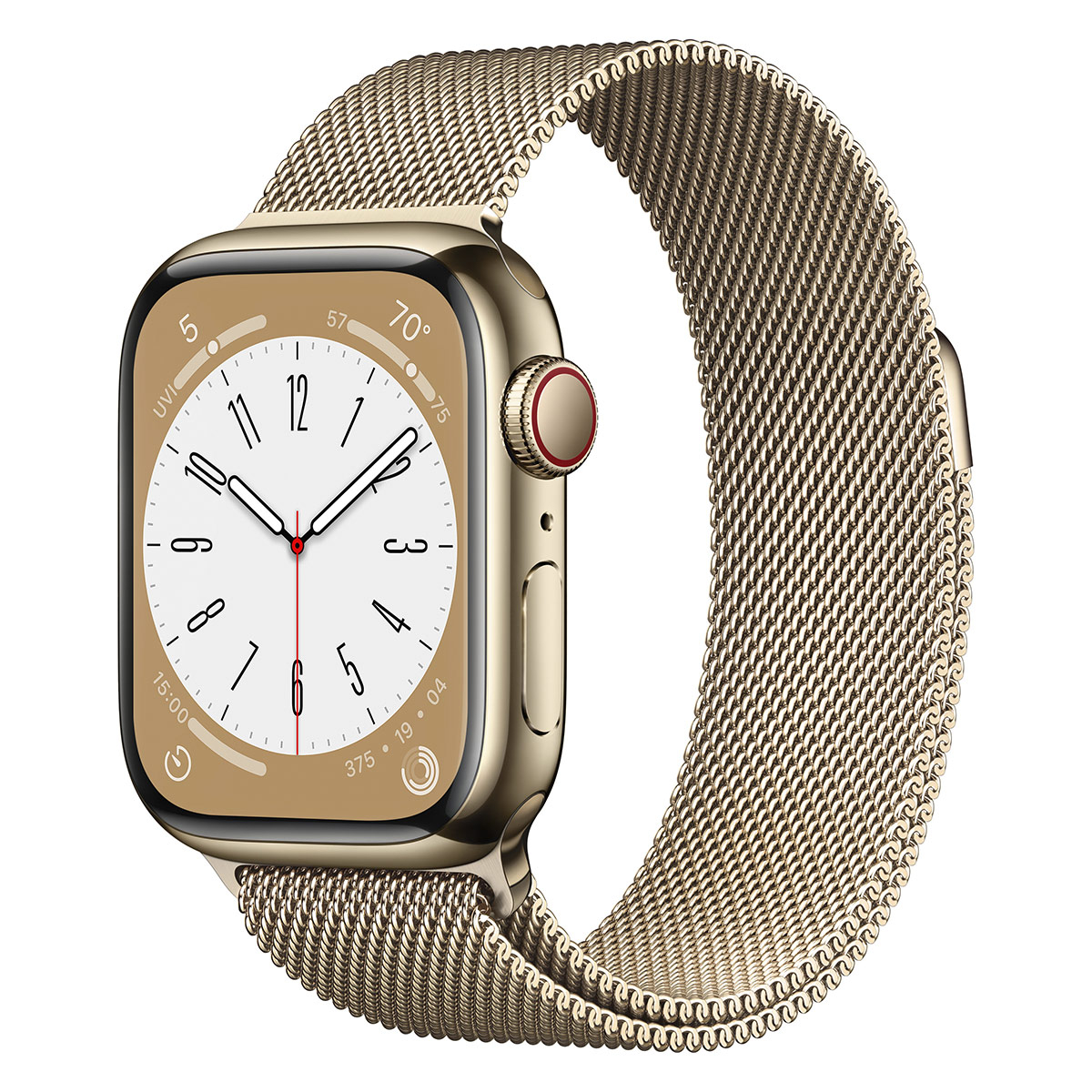 Apple - Smartwatch Apple Watch Series 8 GPS LTE 41mm Aço Inoxidável Gold com Loop Milanesa Gold