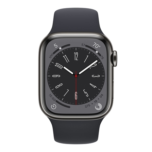 Apple - Smartwatch Apple Watch Series 8 GPS LTE 41mm Aço Inoxidável Graphite com Bracelete Desportiva Midnight