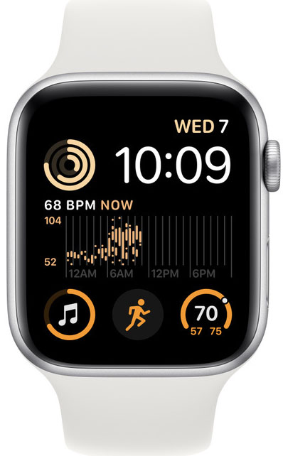 Smartwatch Apple Watch SE GPS 44mm Alumínio Silver com Bracelete Desportiva Branca