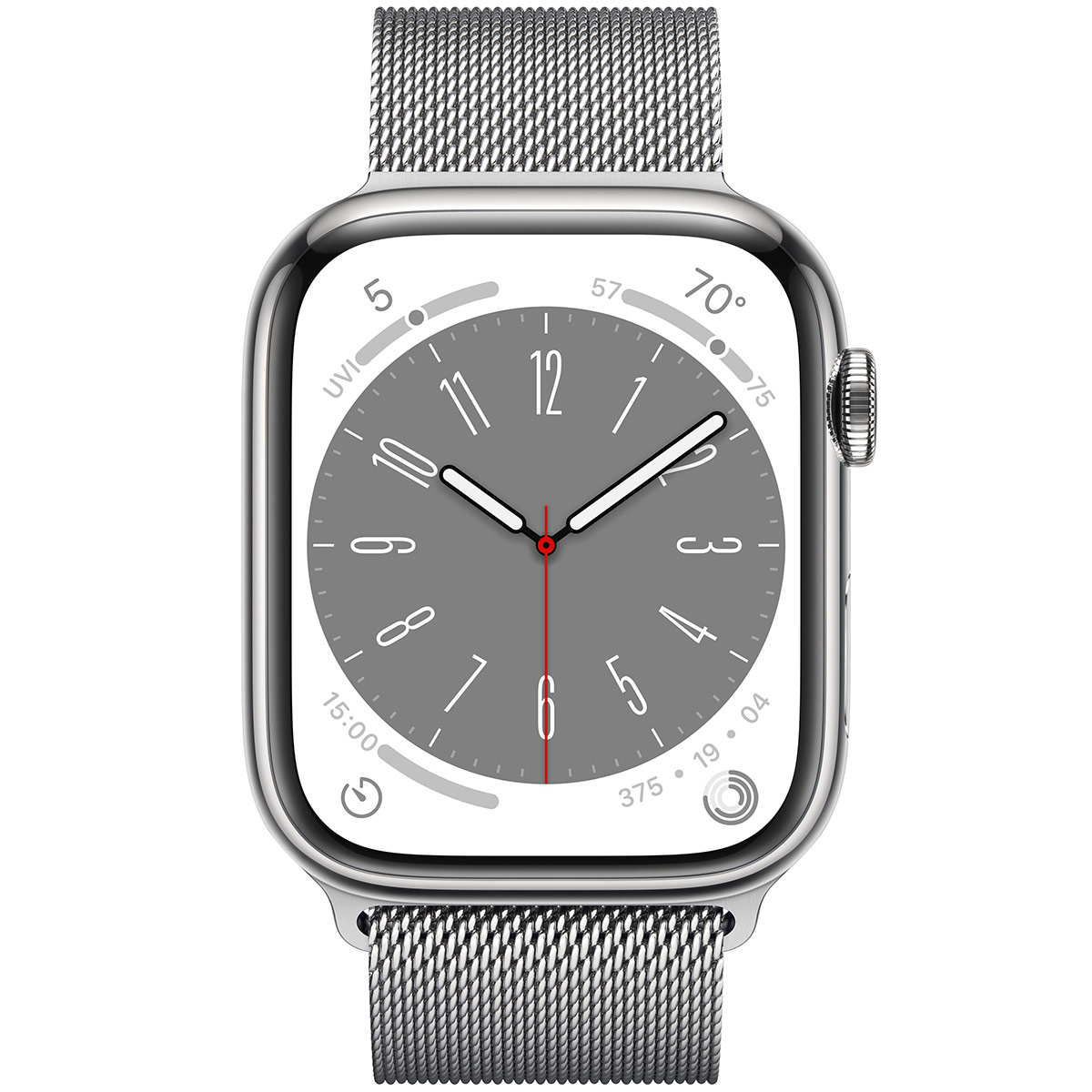 Apple - Smartwatch Apple Watch Series 8 GPS LTE 45mm Aço Inoxidável Silver com Loop Milanesa Silver