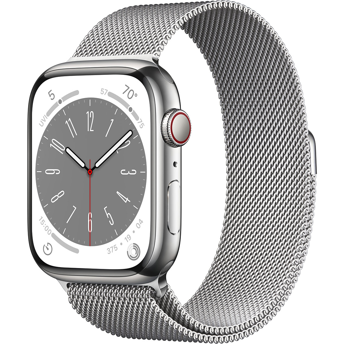 Apple - Smartwatch Apple Watch Series 8 GPS LTE 45mm Aço Inoxidável Silver com Loop Milanesa Silver