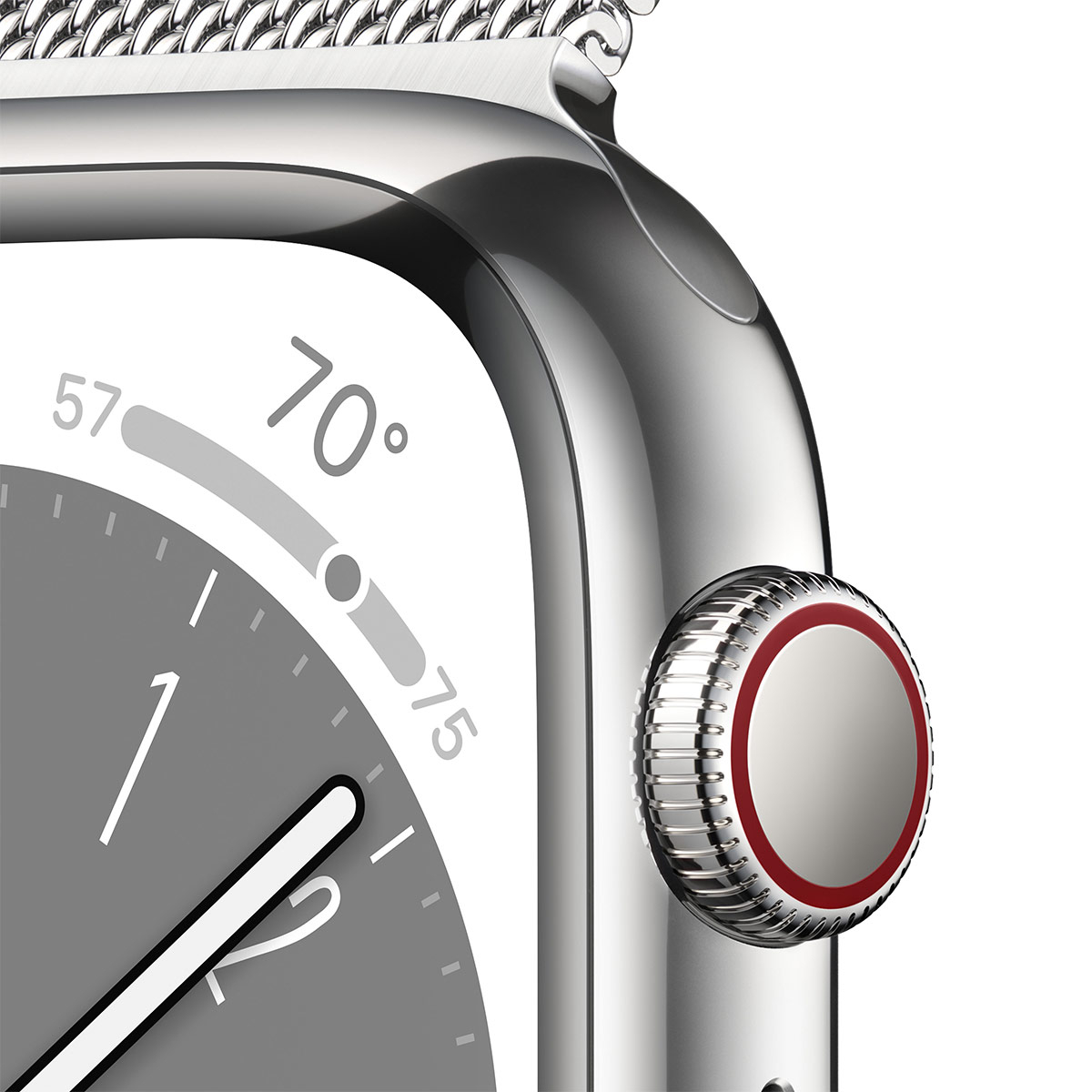 Apple - Smartwatch Apple Watch Series 8 GPS LTE 45mm Aço Inoxidável Silver com Loop Milanesa Silver