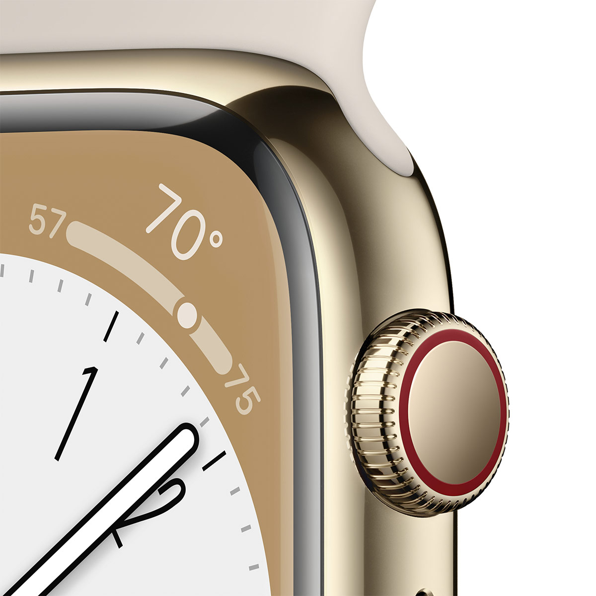 Apple - Smartwatch Apple Watch Series 8 GPS LTE 45mm Aço Inoxidável Gold com Bracelete Desportiva Starlight