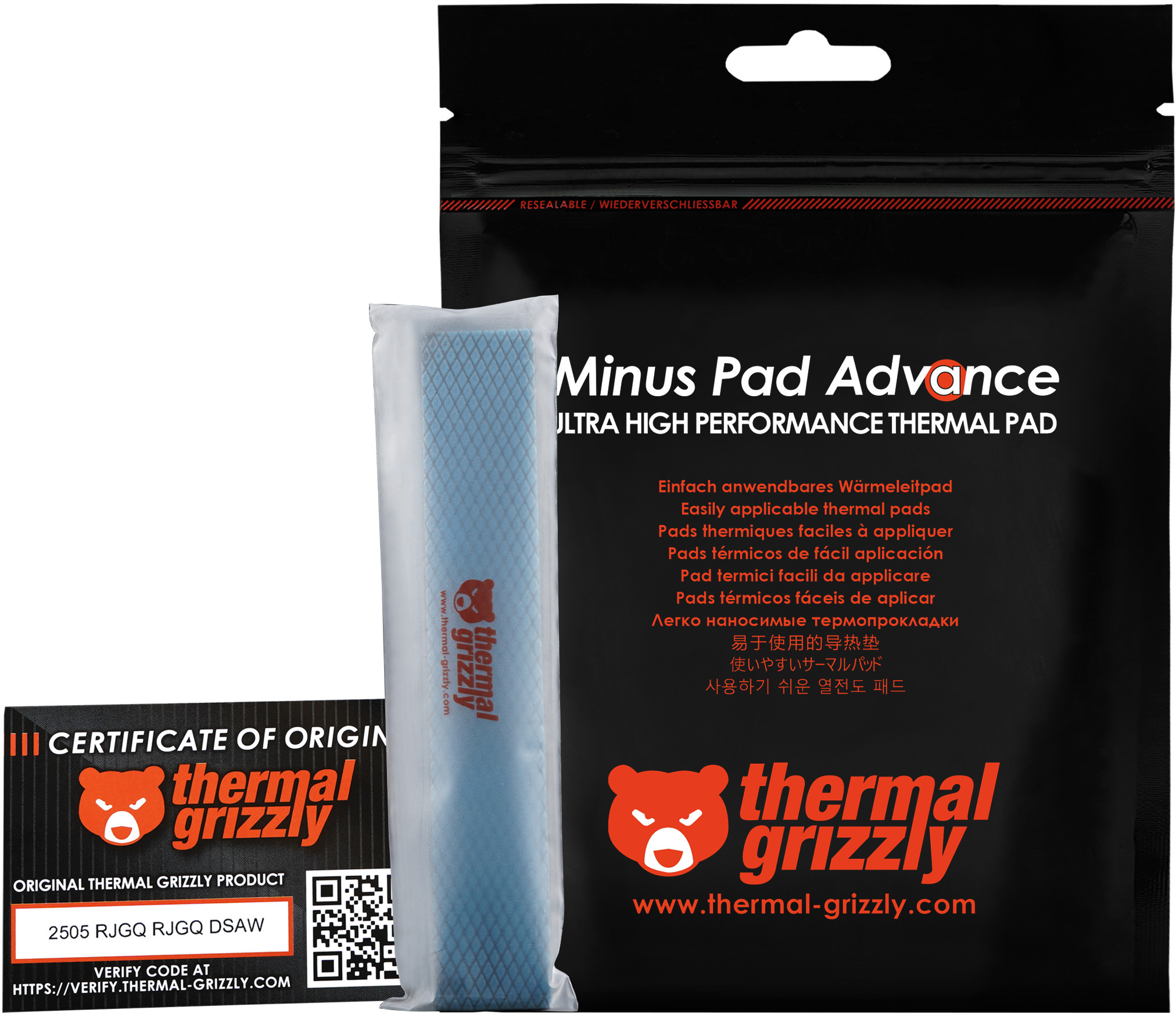 Thermal Grizzly - Thermal Pad Thermal Grizzly Minus Pad Advance 120x20x1.0 mm(Pack 4)