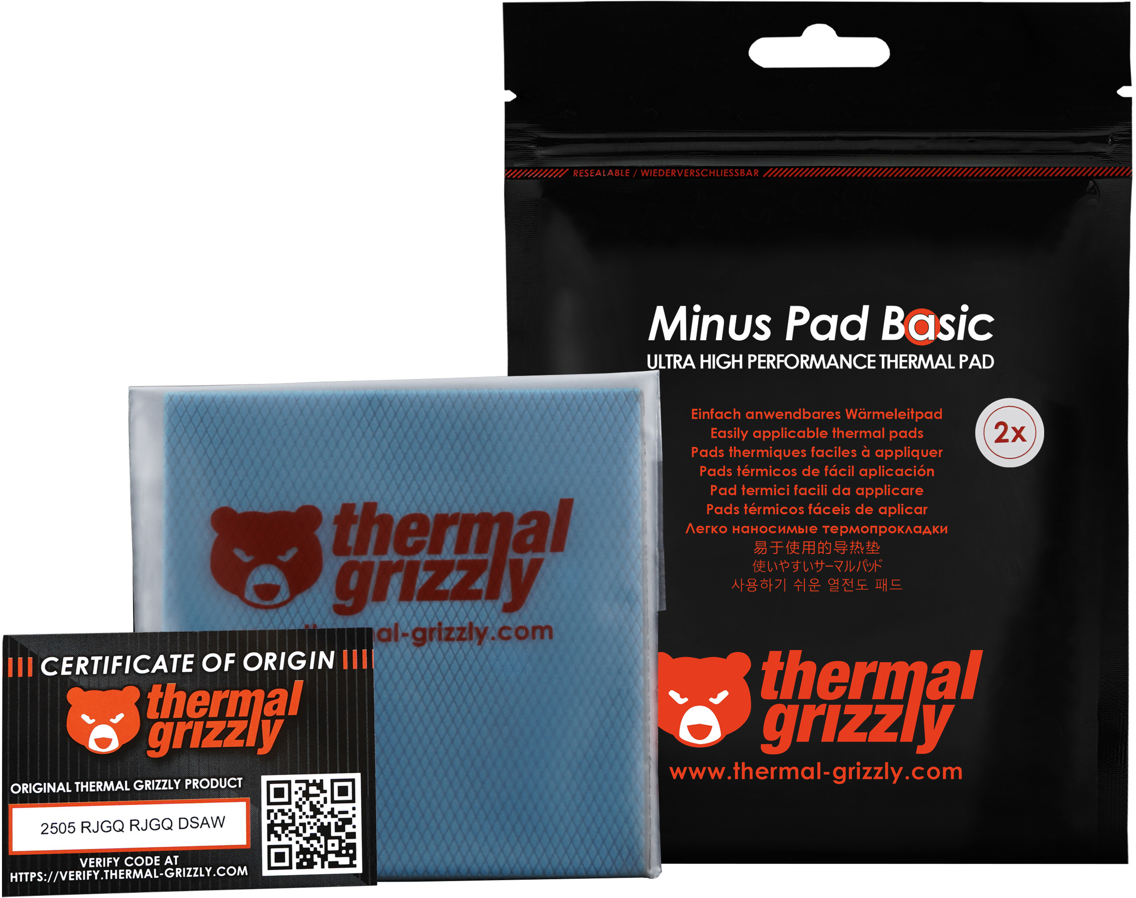 Thermal Grizzly - Thermal Pad Thermal Grizzly Minus Pad Basic 100 x 100 x 1.5 mm(Pack 2)