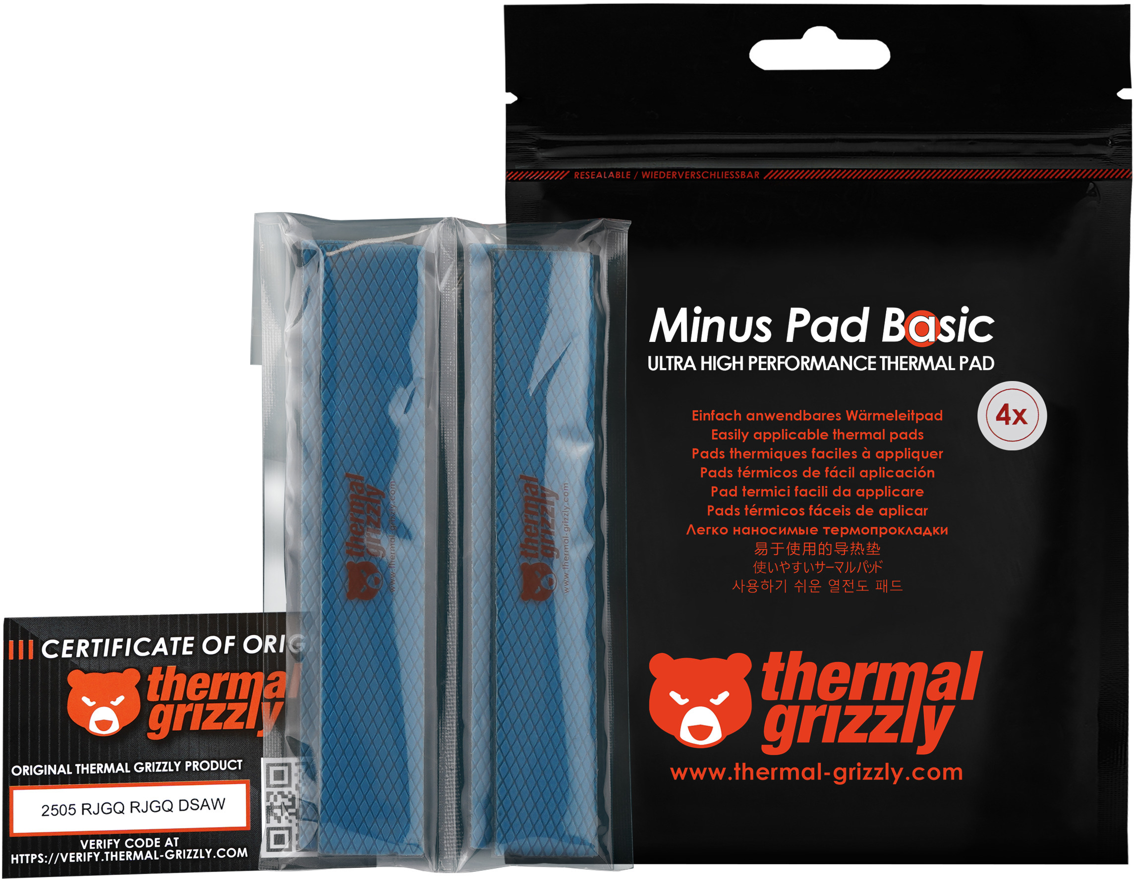 Thermal Grizzly - Thermal Pad Thermal Grizzly Minus Pad Basic 120x20x3.0 mm(Pack 4)