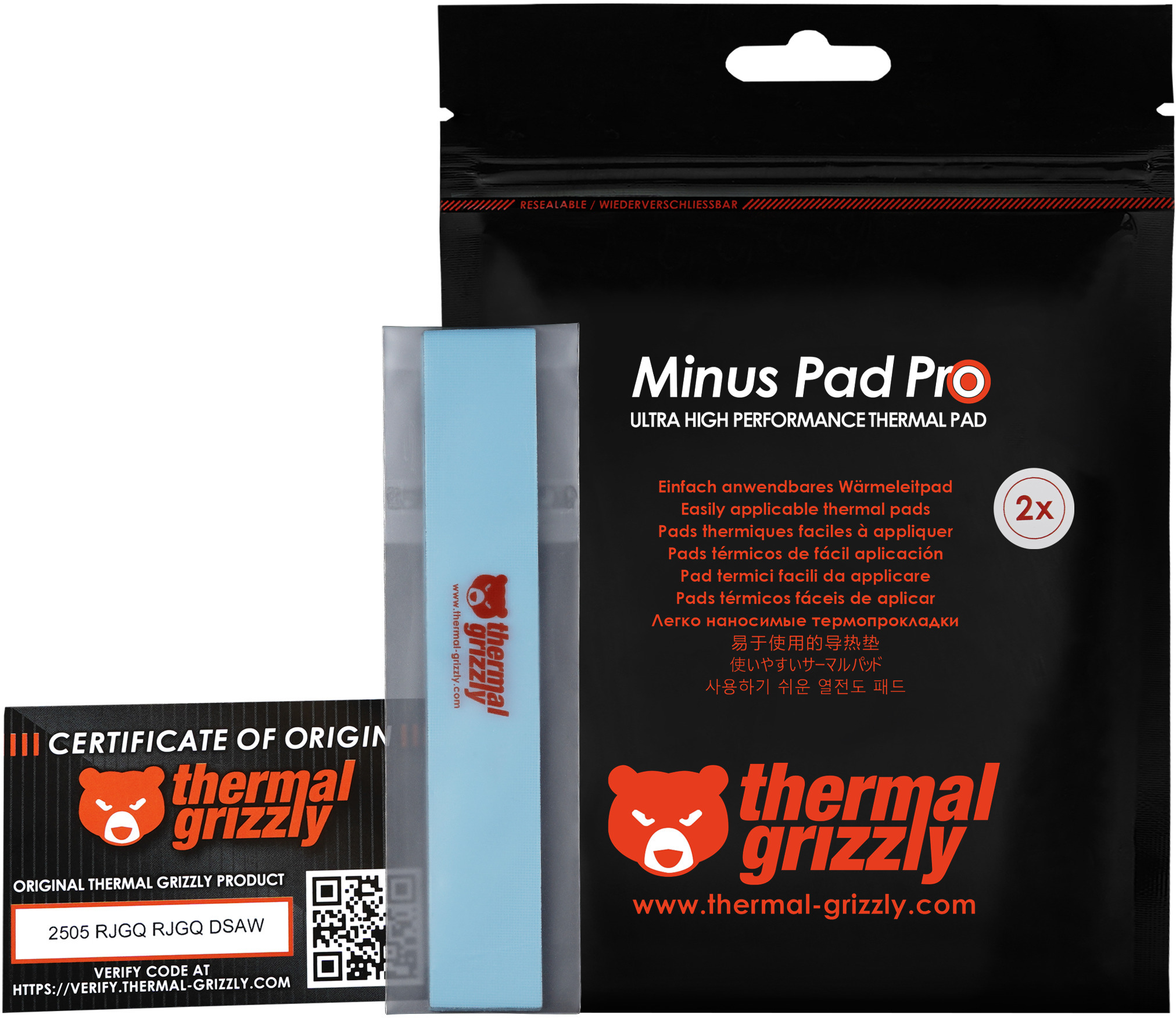 Thermal Grizzly - Thermal Pad Thermal Grizzly Minus Pad Pro 120x20x1.0mm(Pack 2)