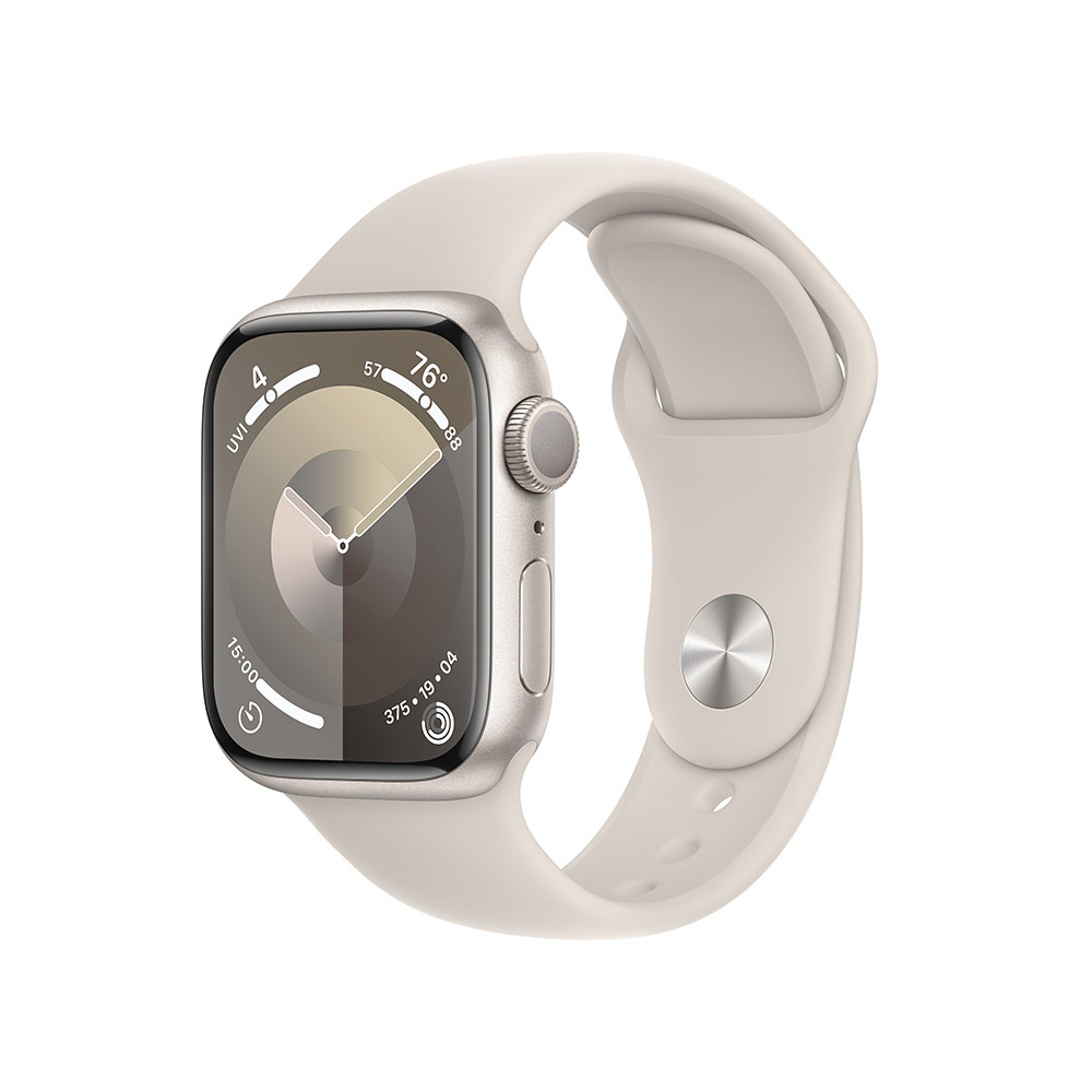 Apple - Smartwatch Apple Watch Series 9 GPS 41mm Starlight Aluminium Case com Starlight Sport Band  (S/M)