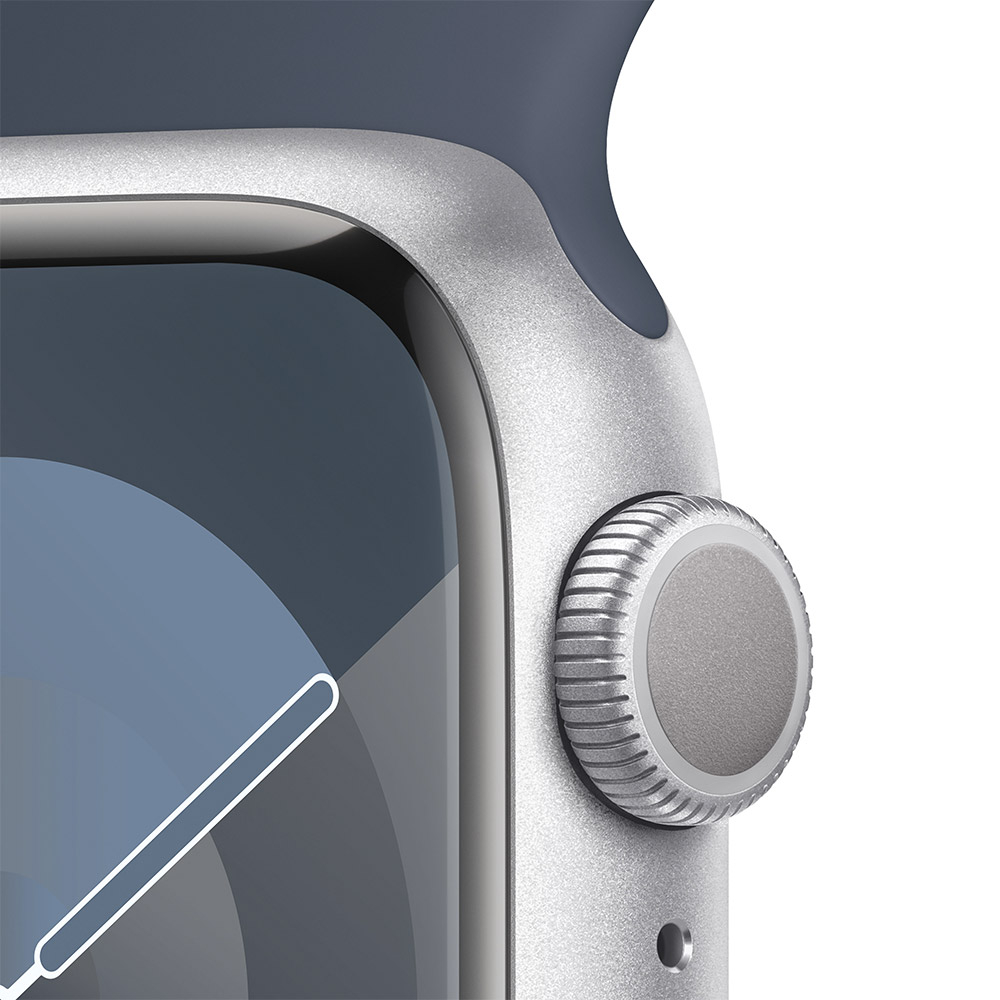 Apple - Smartwatch Apple Watch Series 9 GPS 41mm Silver Aluminium Case com Storm Blue Sport Band  (M/L)