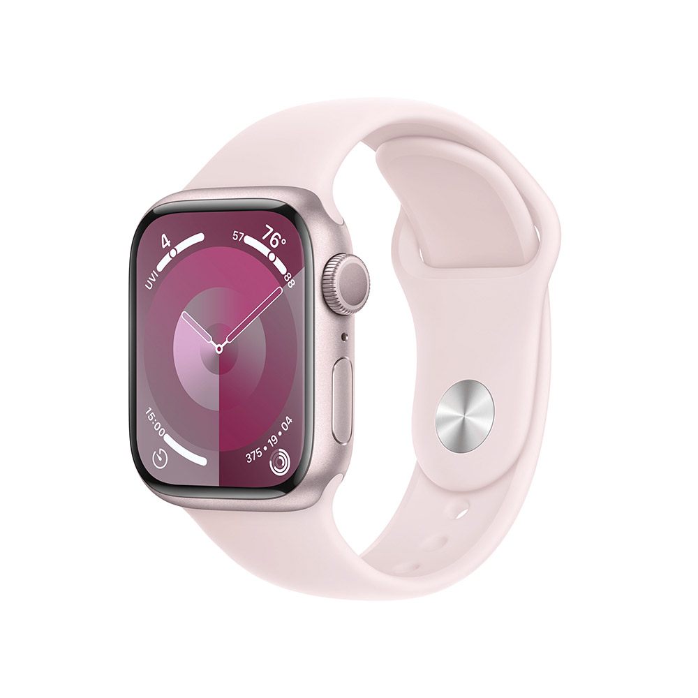 Apple - Smartwatch Apple Watch Series 9 GPS 41mm Pink Aluminium Case com Light Pink Sport Band  (S/M)