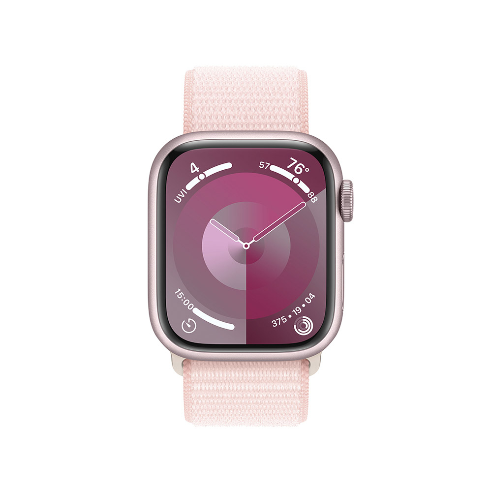 Smartwatch Apple Watch Series 9 GPS 41mm Pink Aluminium Case com Light Pink Sport Loop