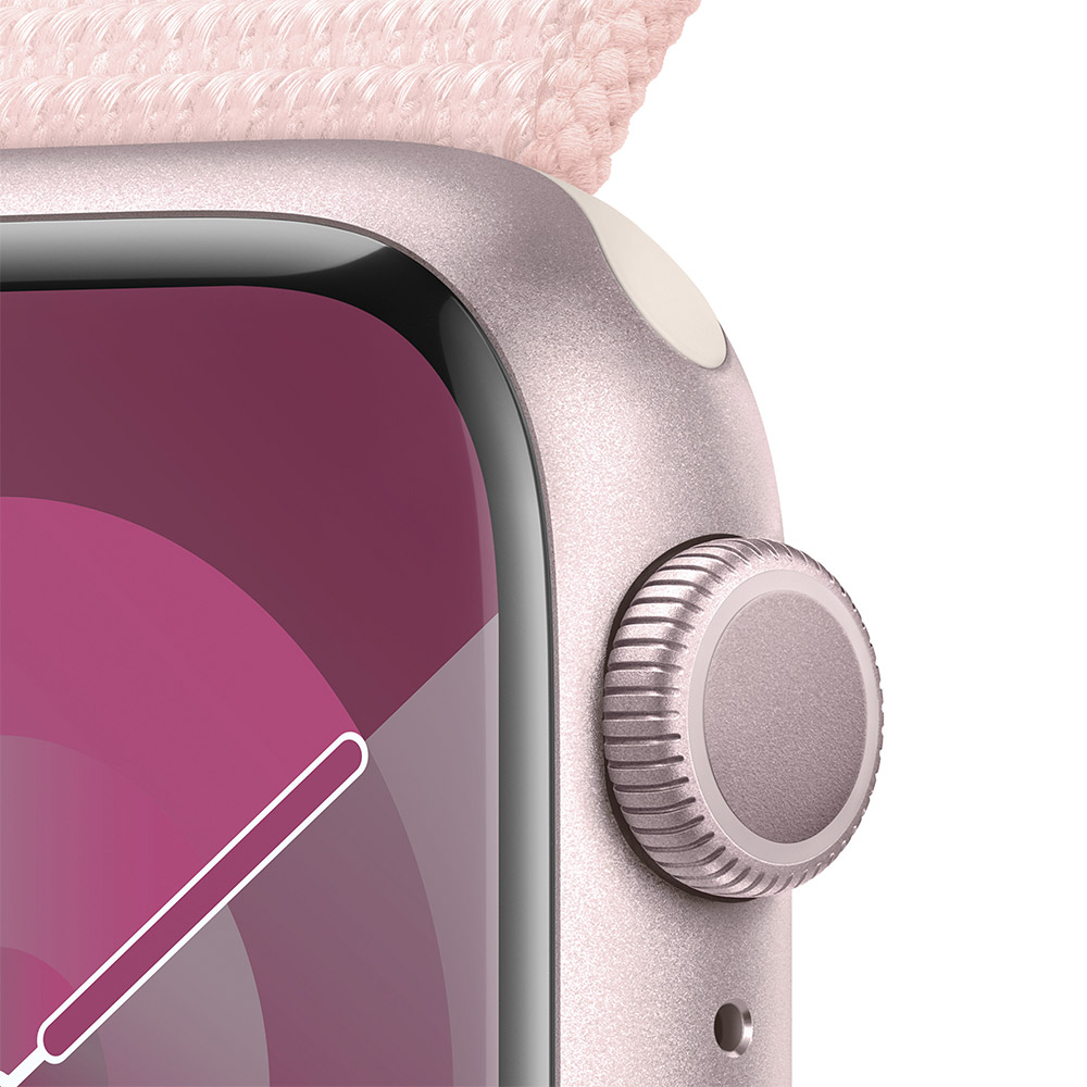 Apple - Smartwatch Apple Watch Series 9 GPS 41mm Pink Aluminium Case com Light Pink Sport Loop