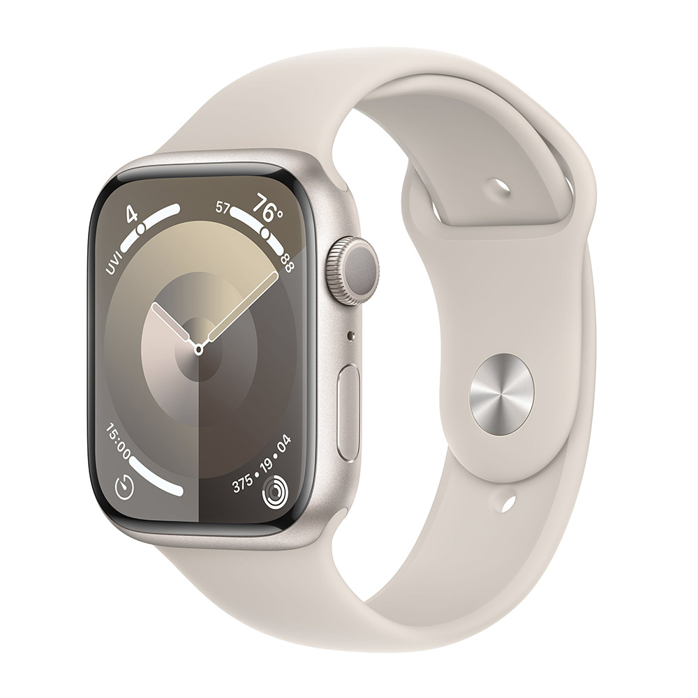 Smartwatch Apple Watch Series 9 GPS 45mm Starlight Aluminium Case com Starlight Sport Band  (S/M)