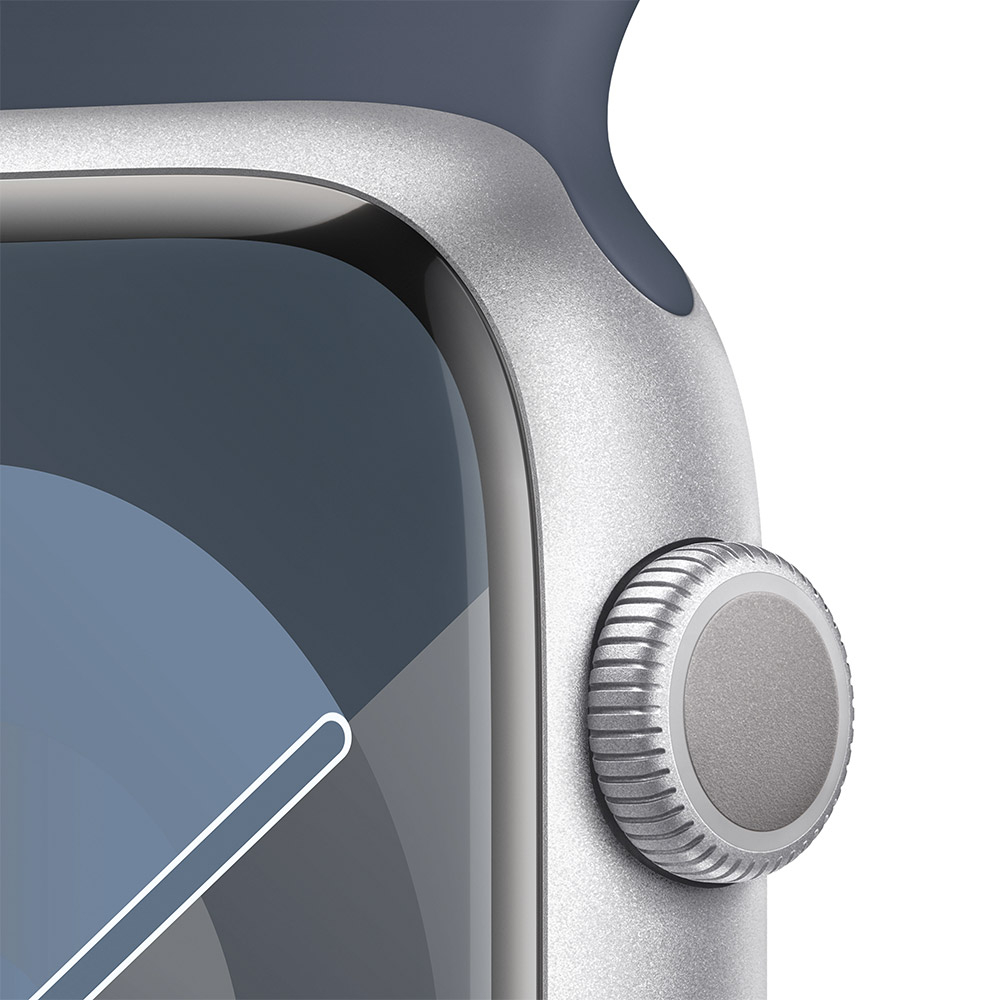 Apple - Smartwatch Apple Watch Series 9 GPS 45mm Silver Aluminium Case com Storm Blue Sport Band  (S/M)