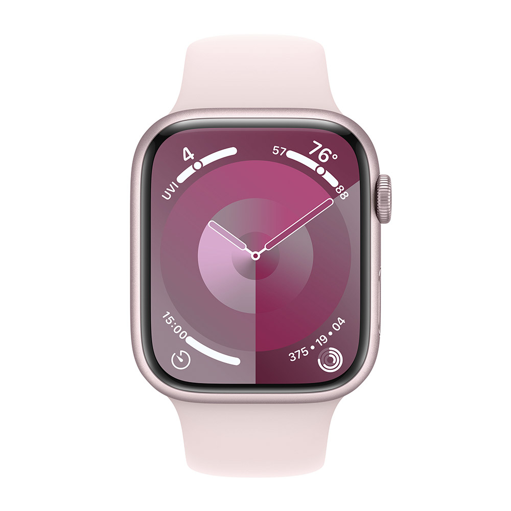Smartwatch Apple Watch Series 9 GPS 45mm Pink Aluminium Case com Light Pink Sport Band  (S/M)