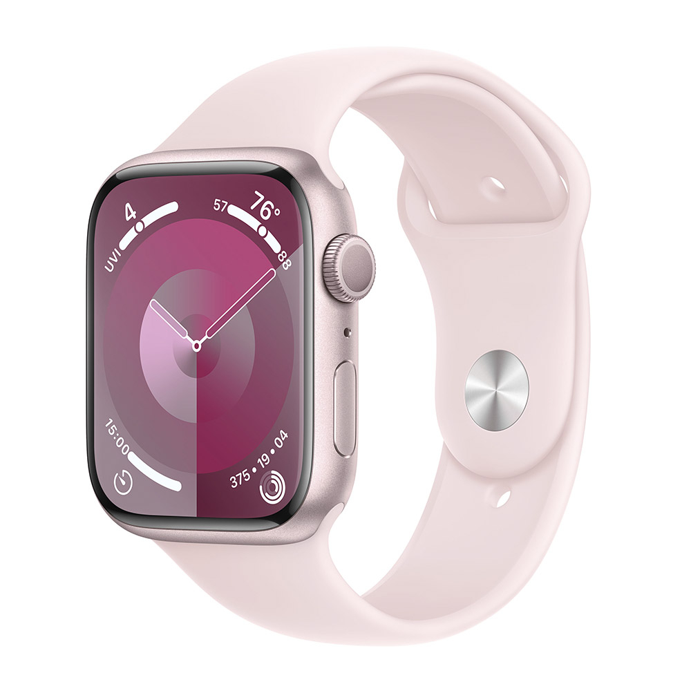 Apple - Smartwatch Apple Watch Series 9 GPS 45mm Pink Aluminium Case com Light Pink Sport Band  (S/M)
