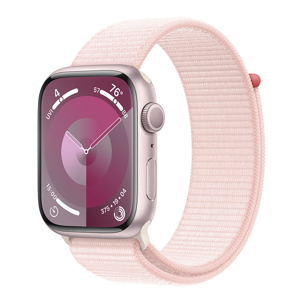 Apple - Smartwatch Apple Watch Series 9 GPS 45mm Pink Aluminium Case com Light Pink Sport Loop